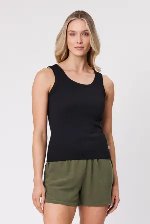 Shine On Essentials Rib Tank Black