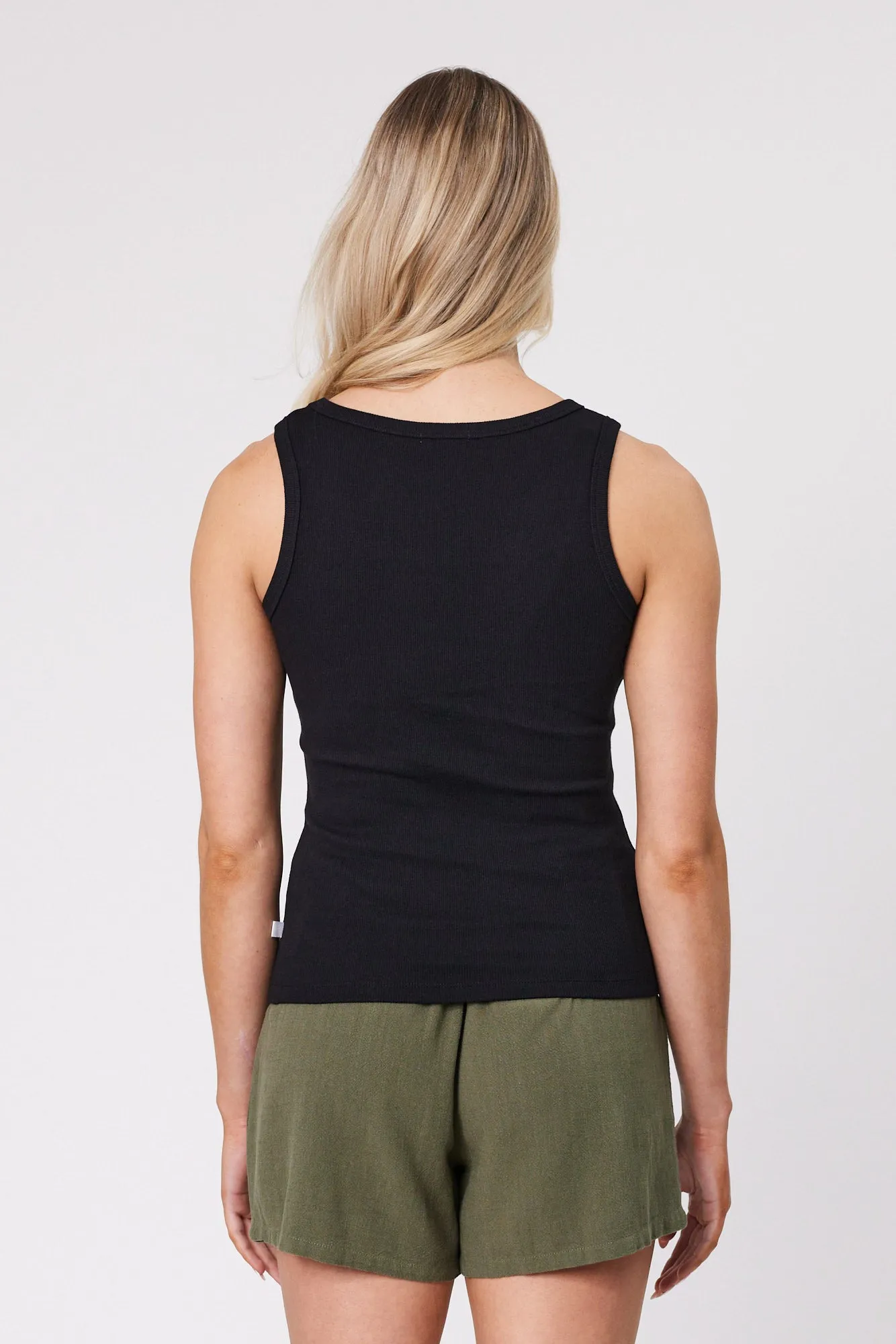 Shine On Essentials Rib Tank Black