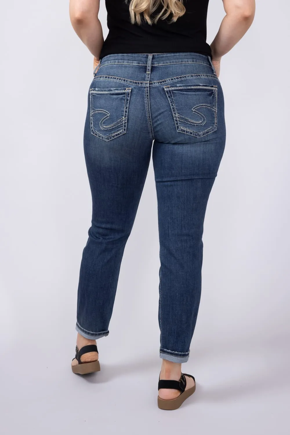 Silver Jeans Boyfriend Mid Rise Slim Leg Jeans for Women | L27170CVS331