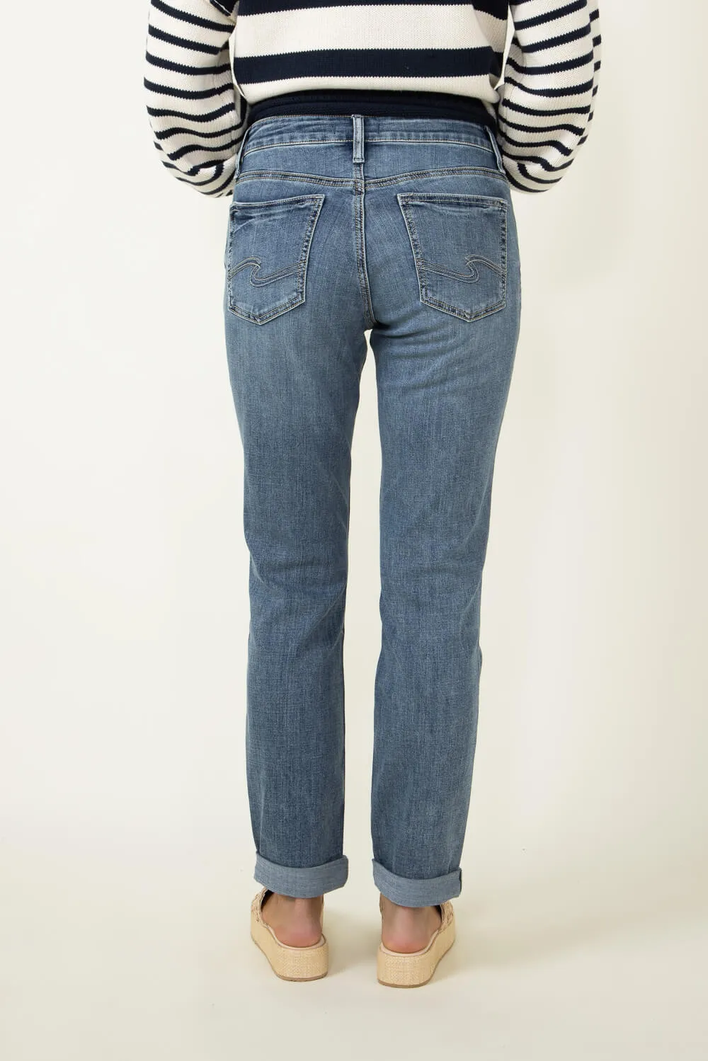 Silver Jeans Mid Rise Slim Luxe Stretch Boyfriend Jeans for Women | L27101CVS208