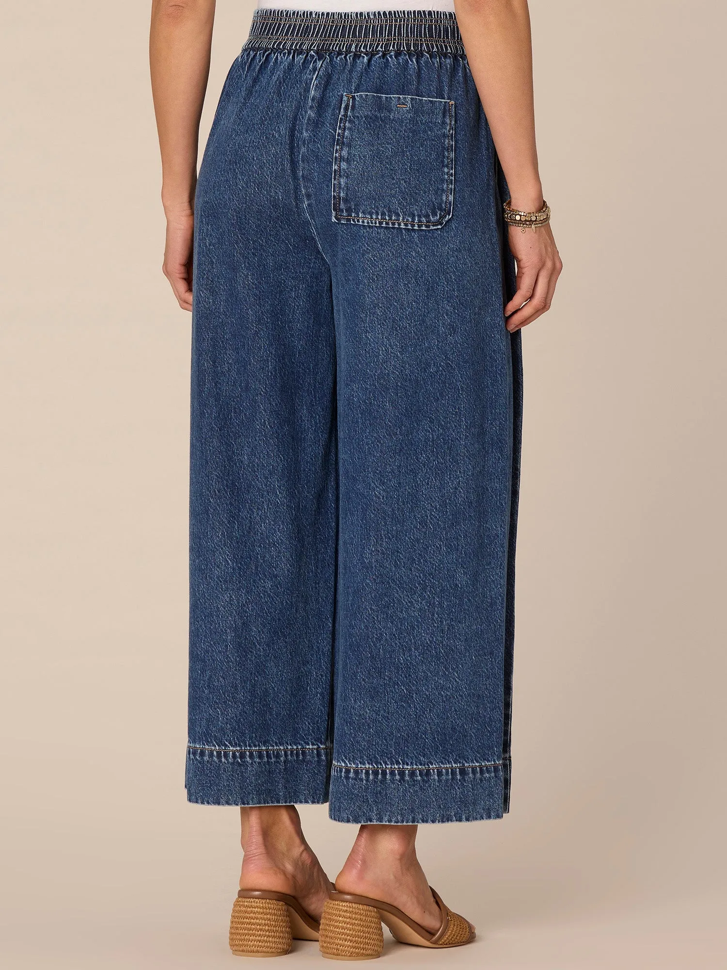 Skyrise Cropped Wide Glider Jeans with Pleating