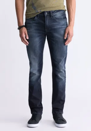 Slim Ash Men's Jeans, Crinkled and Sanded Dark Indigo - BM26012