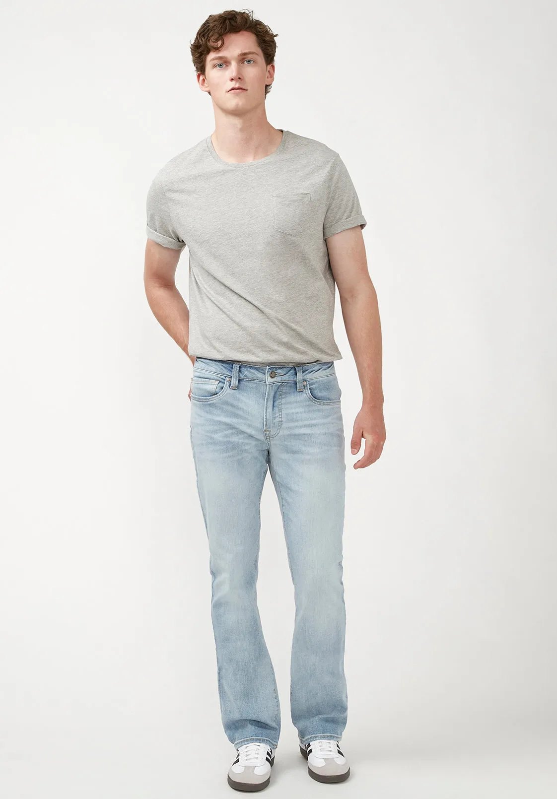 Slim Boot King Men's Jeans in Crinkled Bleached Blue - BM22791