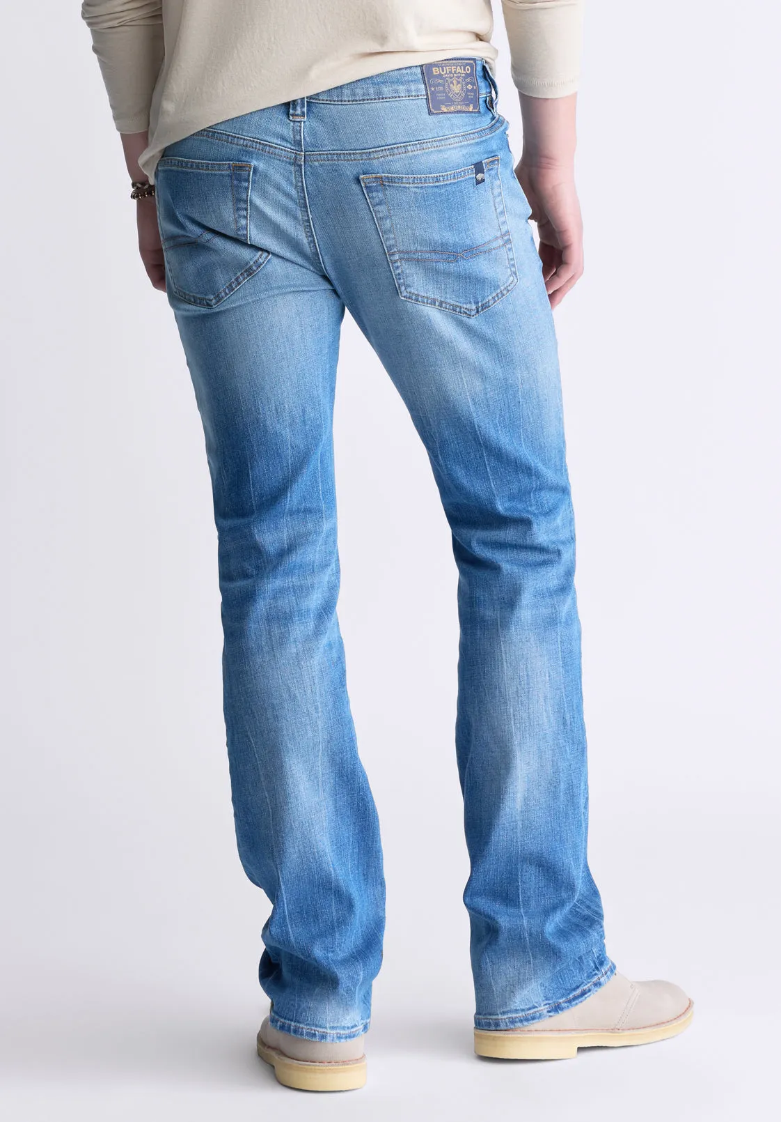 Slim Boot King Men's Jeans, Veined and Sanded Indigo - BM26004