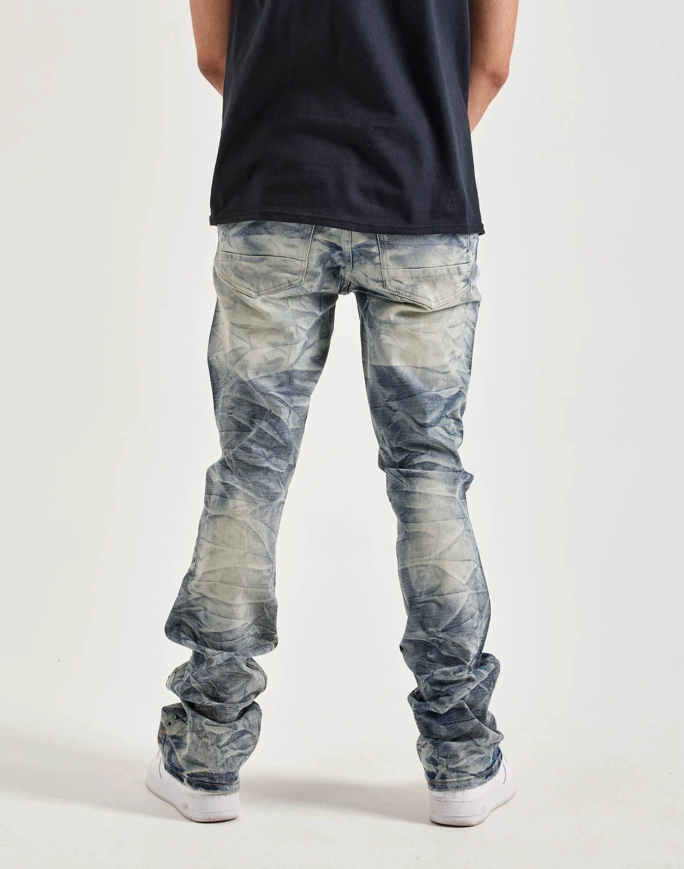 Smoke Rise Studded Star Stacked Flare Jeans