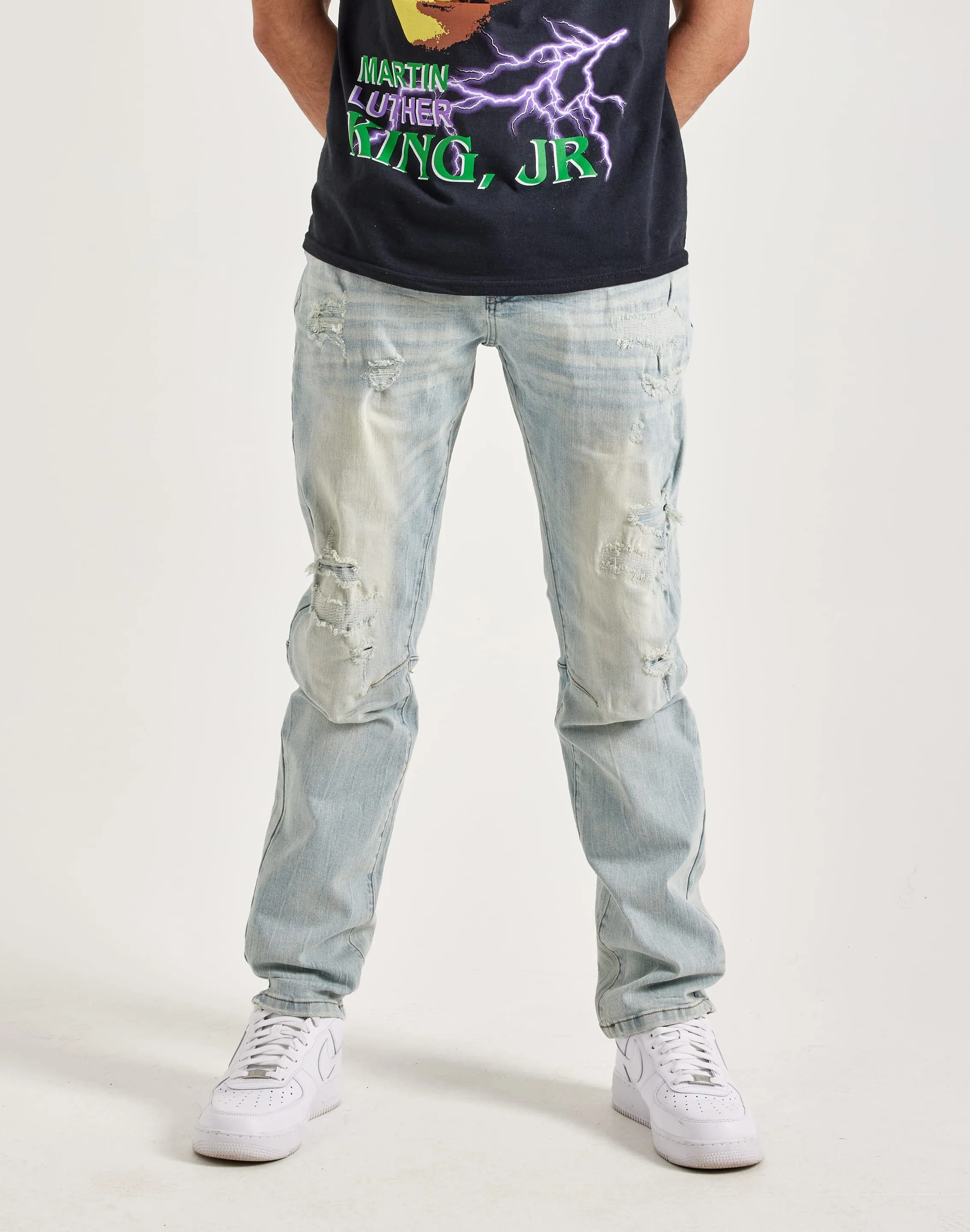 Smoke Rise Vintage Bleach Effect Denim Jeans