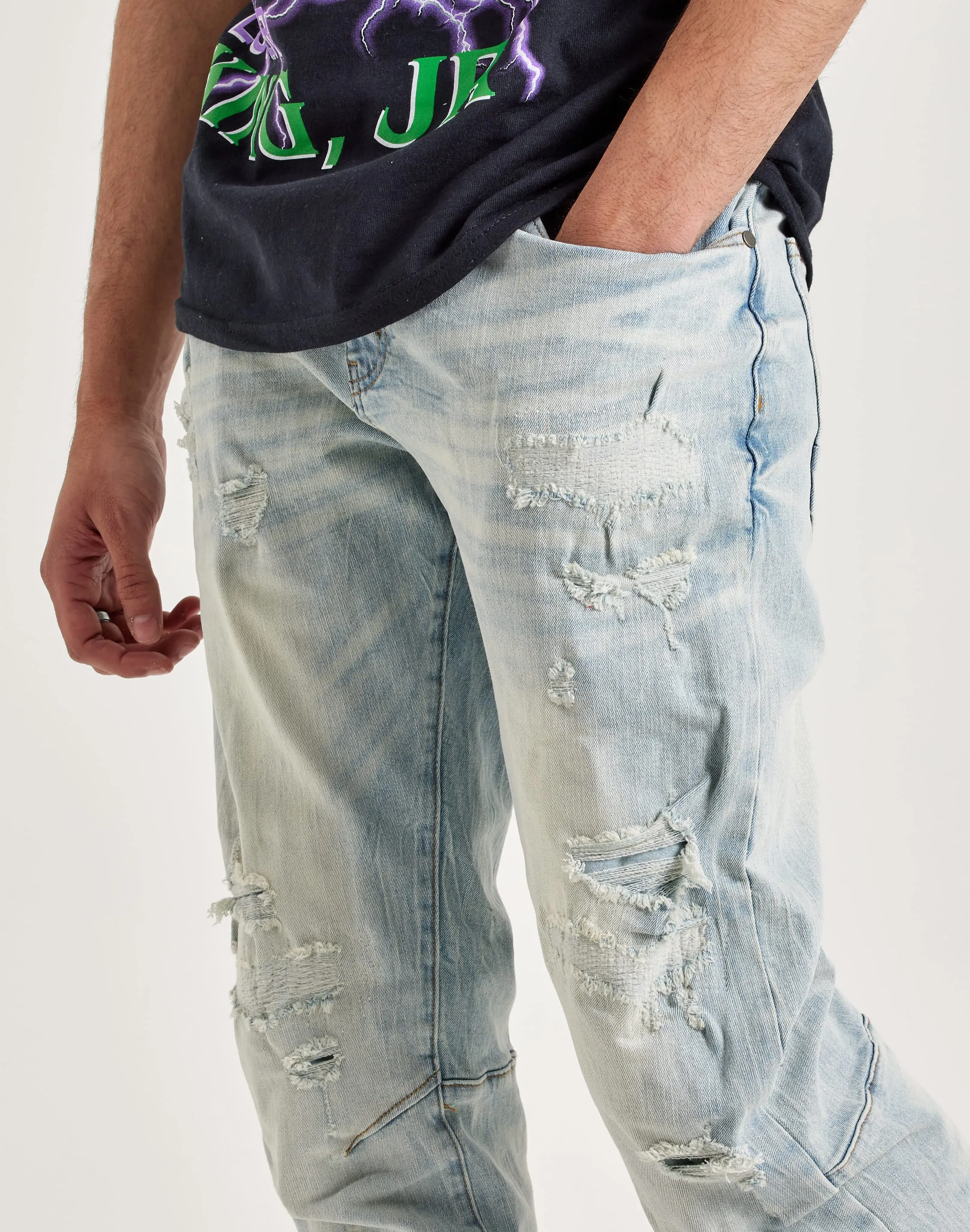 Smoke Rise Vintage Bleach Effect Denim Jeans