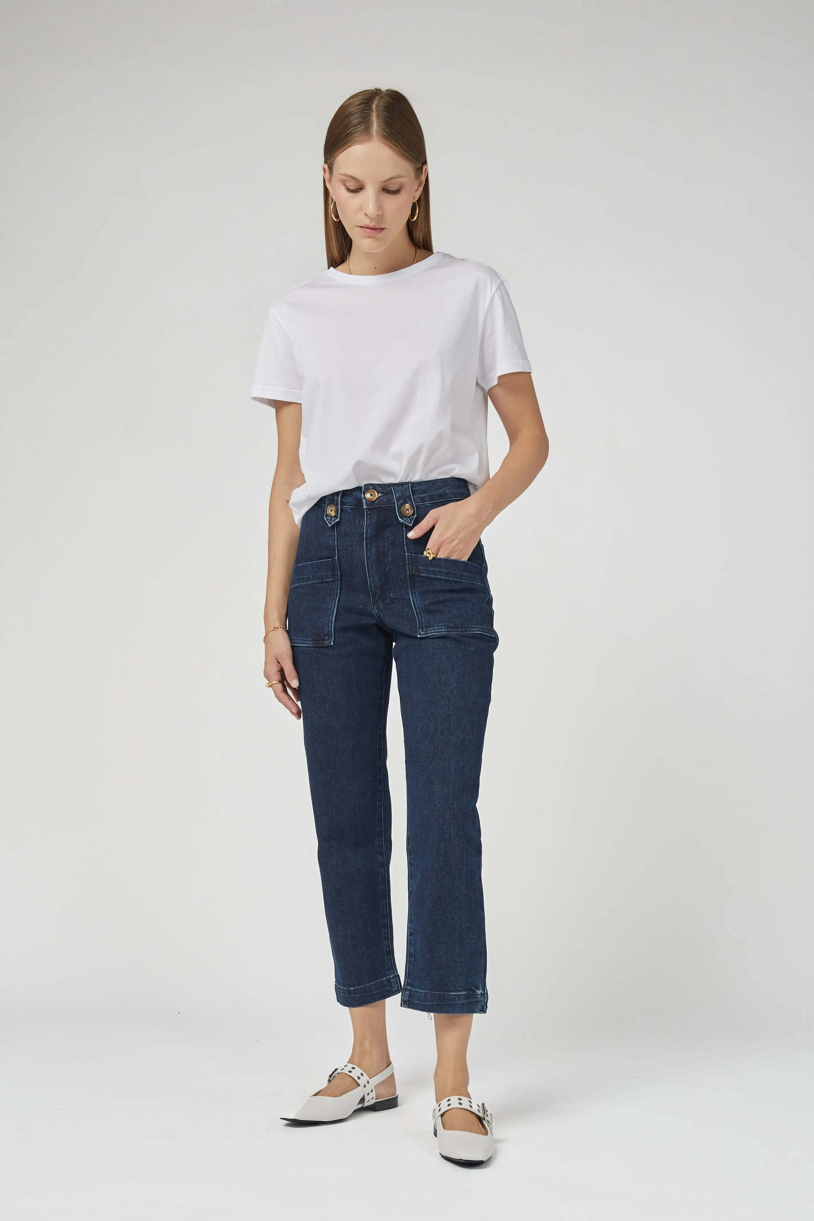 Stella Stretch High Waisted Indigo Trousers