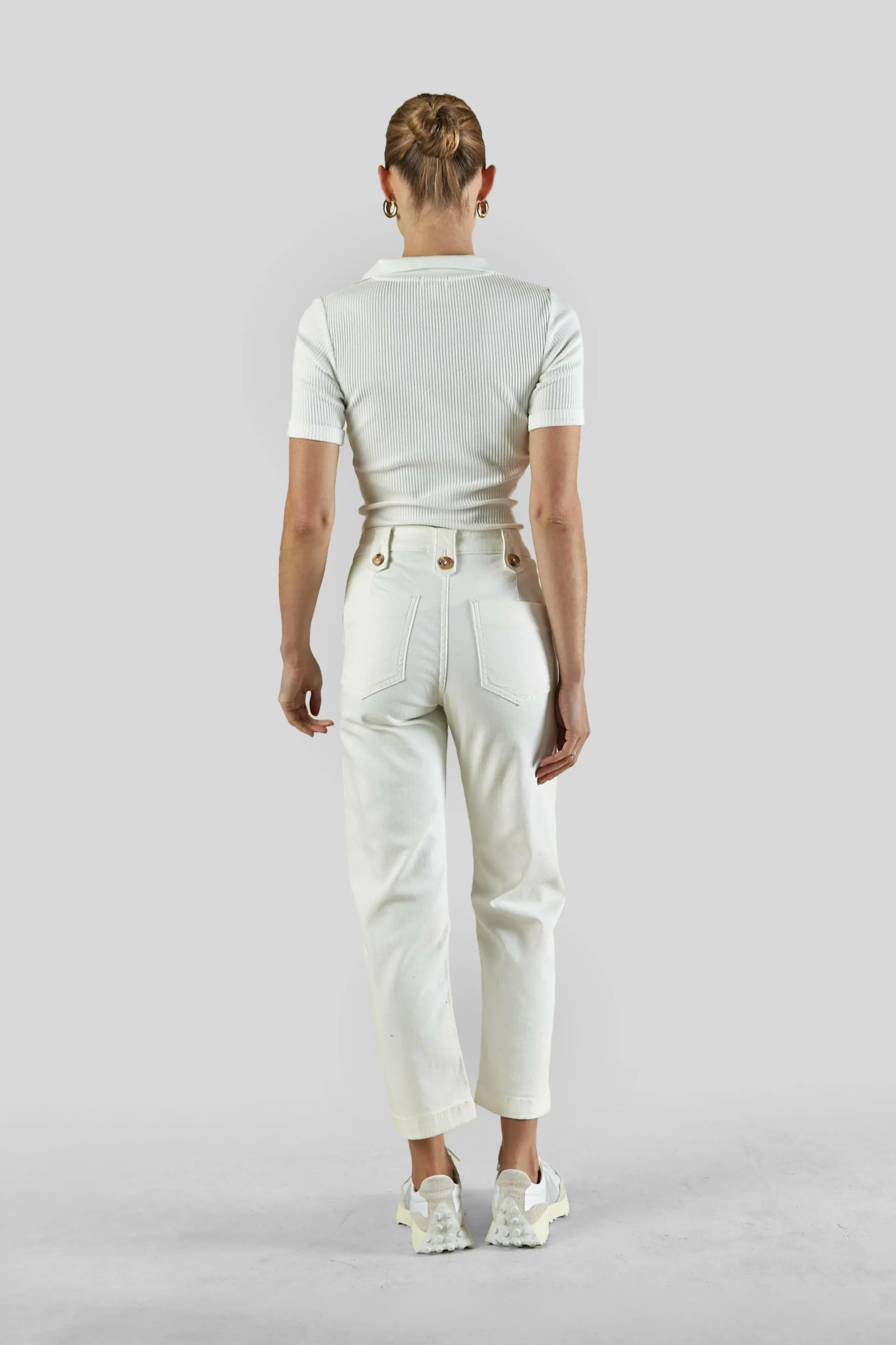 Stella Stretch High Waisted Ivory Trouser