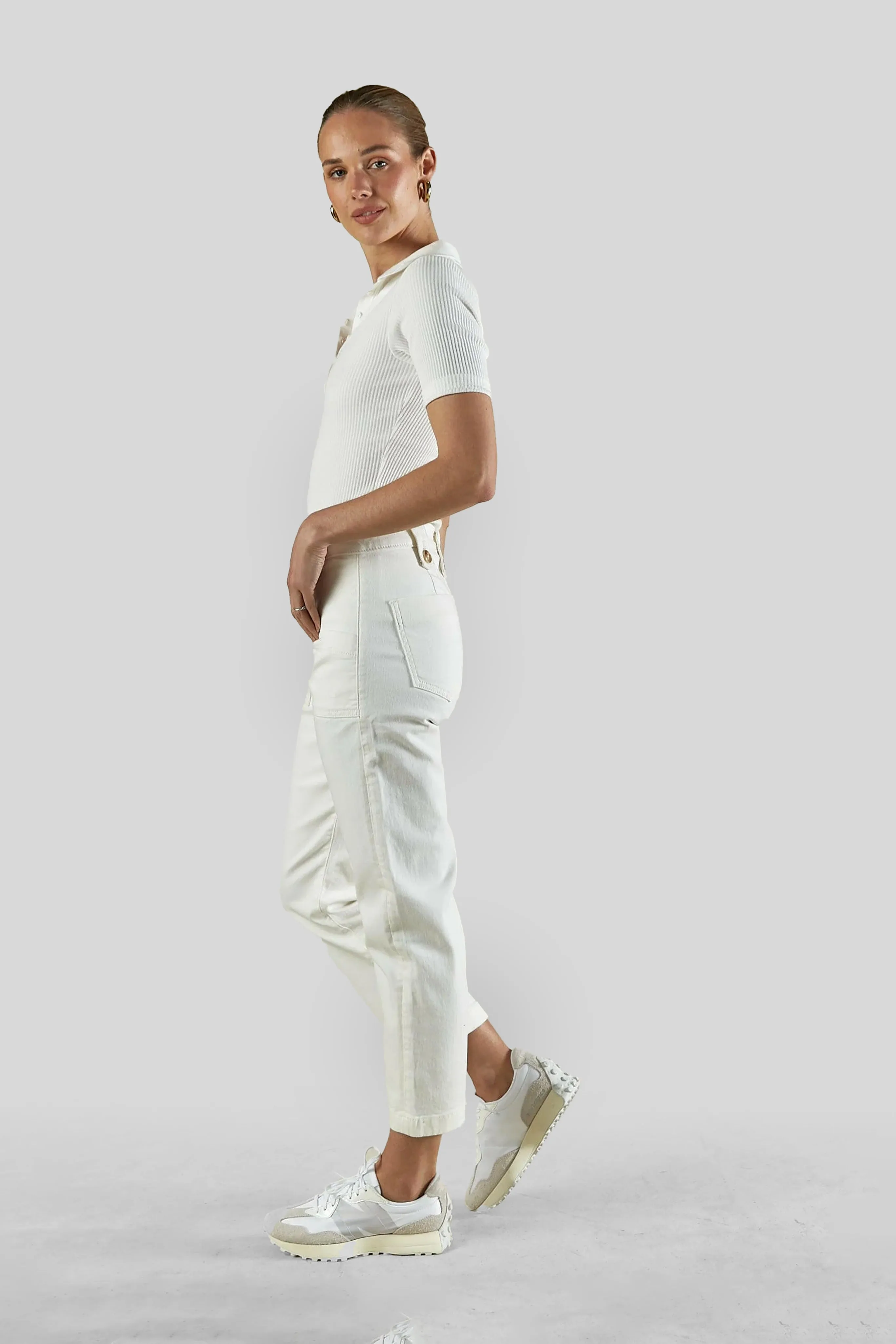 Stella Stretch High Waisted Ivory Trouser