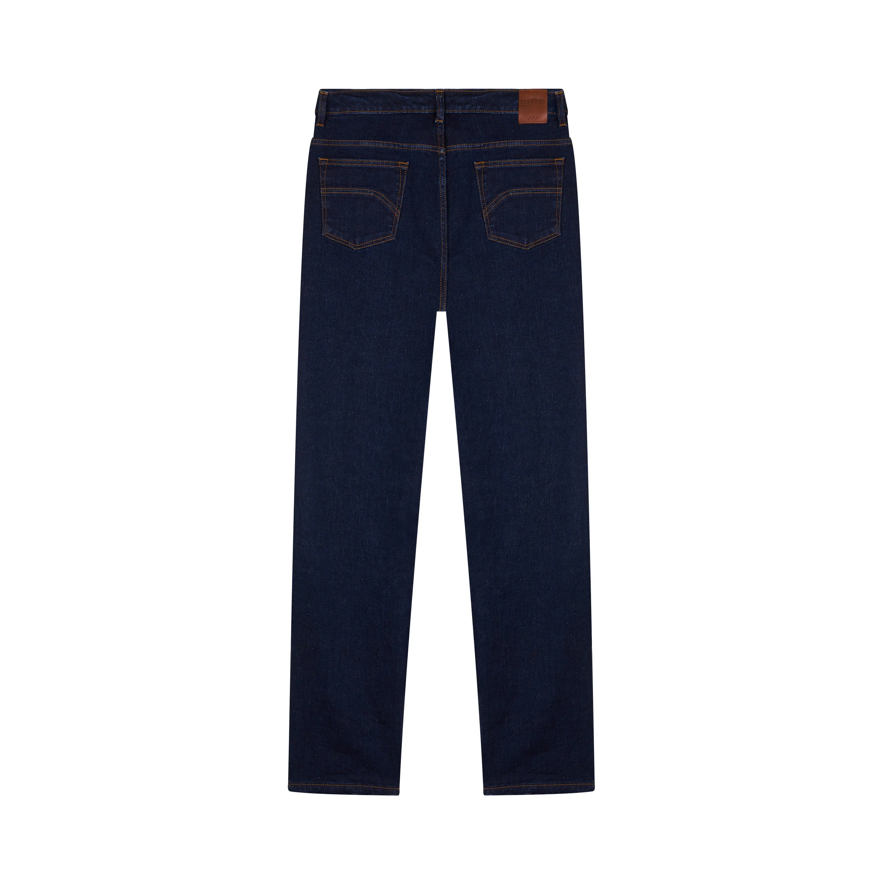 Straight men's high-waisted raw flex jeans