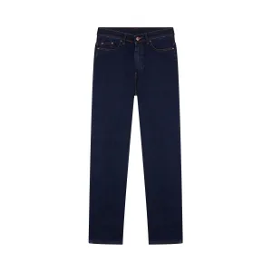 Straight men's high-waisted raw flex jeans