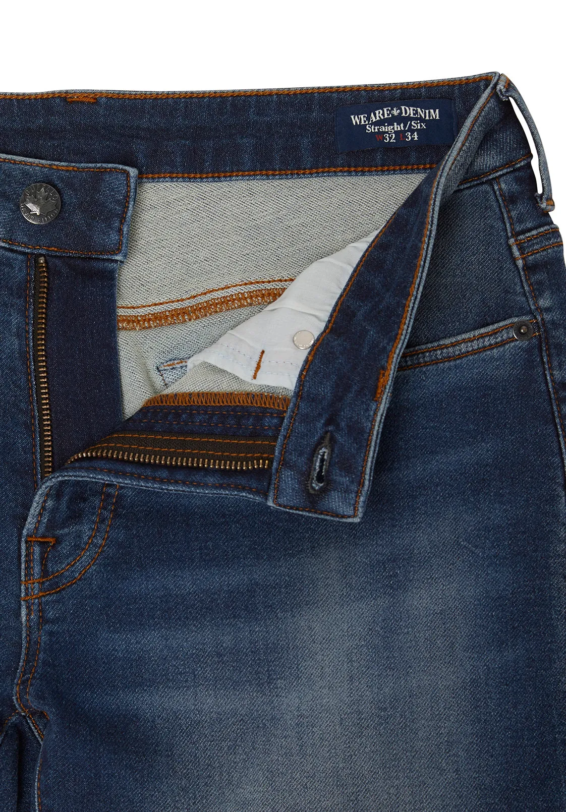 Straight Six Men's Freedom Flex Jeans in Dark Sanded Blue - BM22946