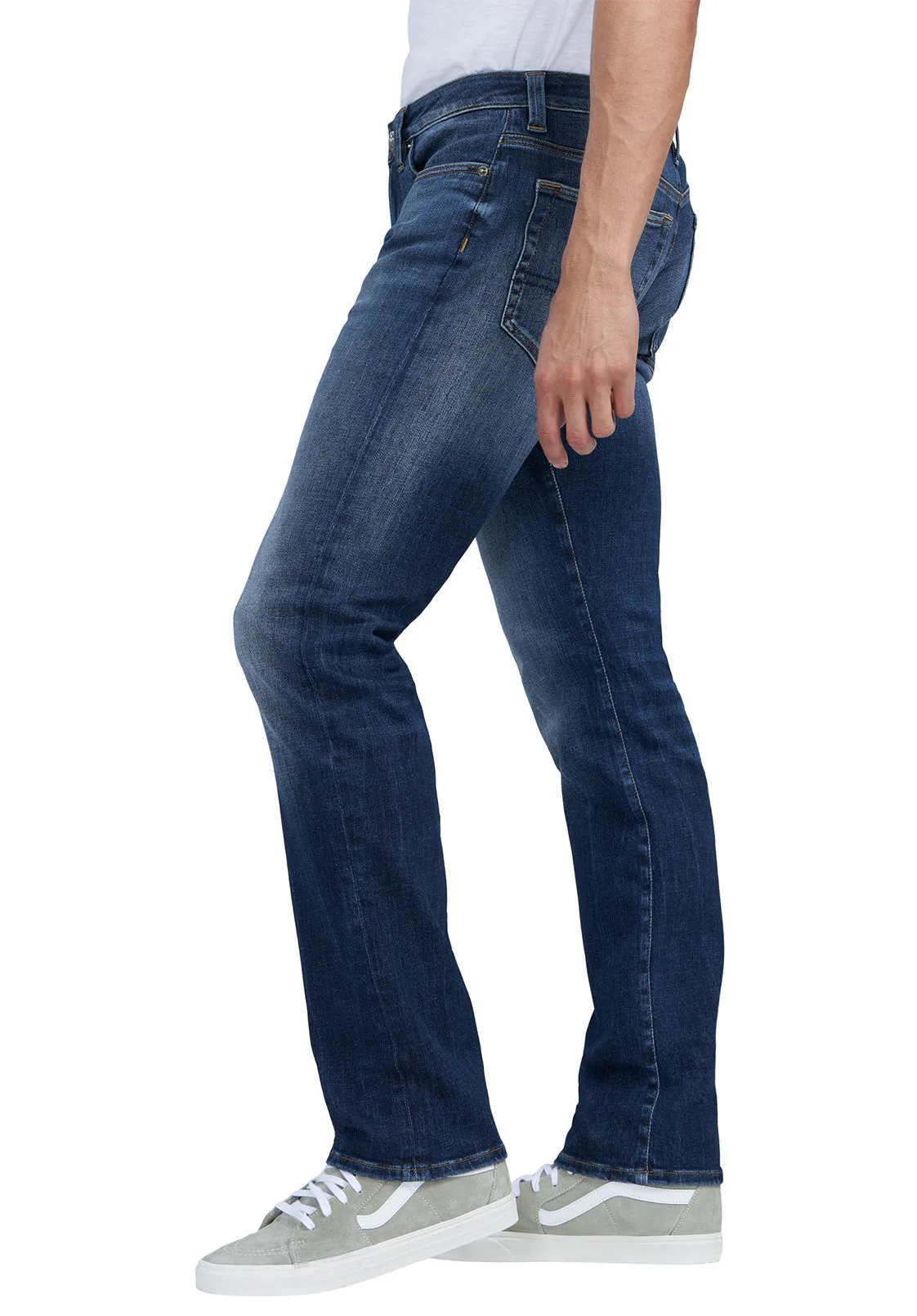 Straight Six Men's Jeans in Veined and Crinkled Indigo - BM22828