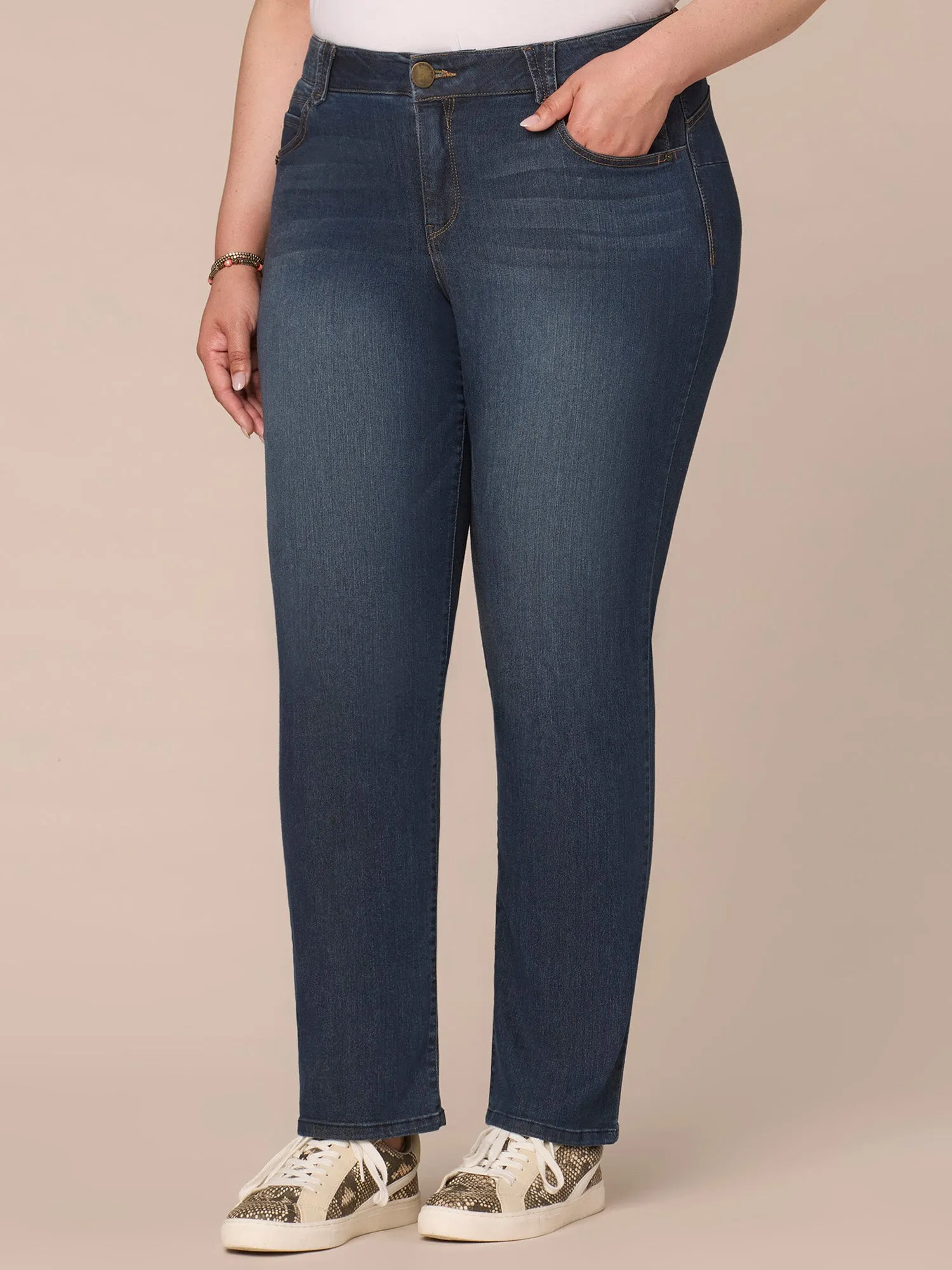 Stretch Denim "Ab"solution® Straight Leg Plus Indigo Jeans