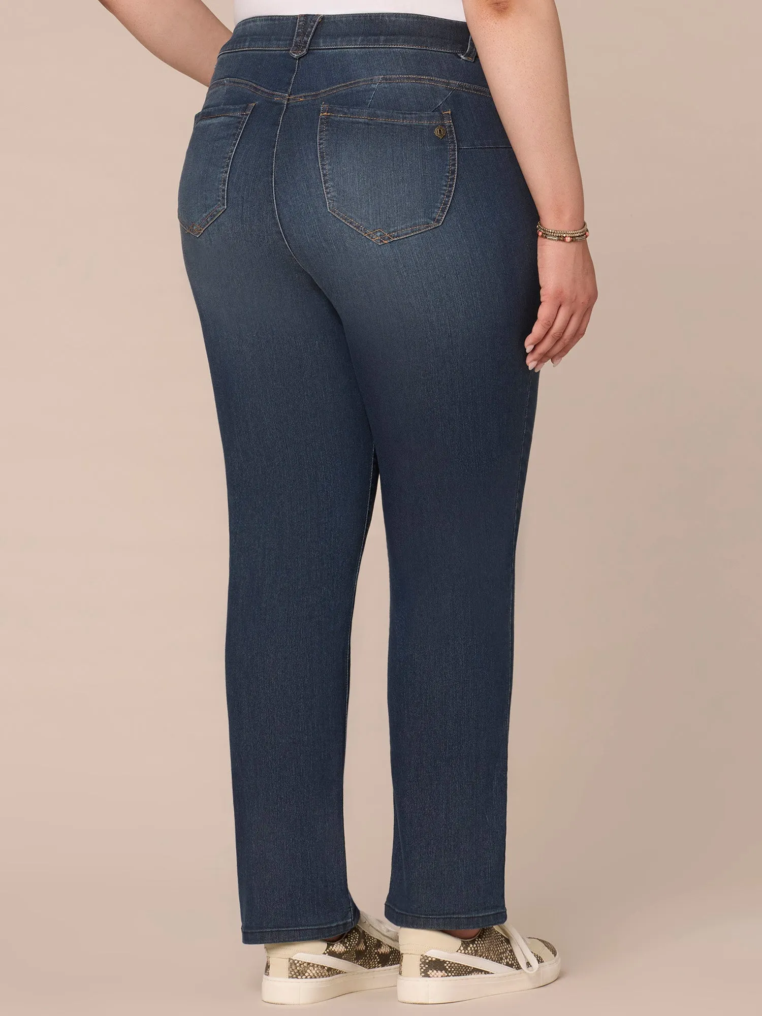 Stretch Denim "Ab"solution® Straight Leg Plus Indigo Jeans
