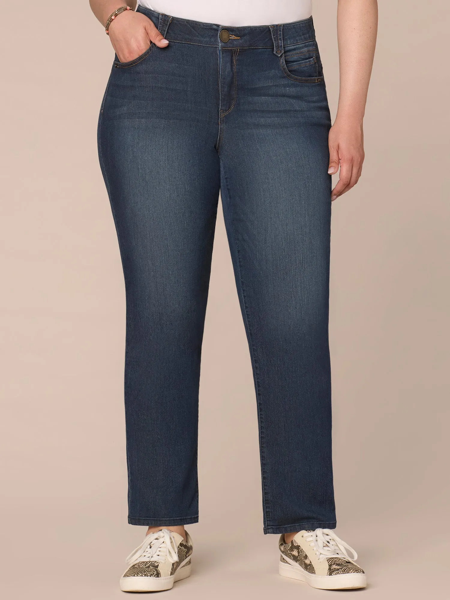 Stretch Denim "Ab"solution® Straight Leg Plus Indigo Jeans