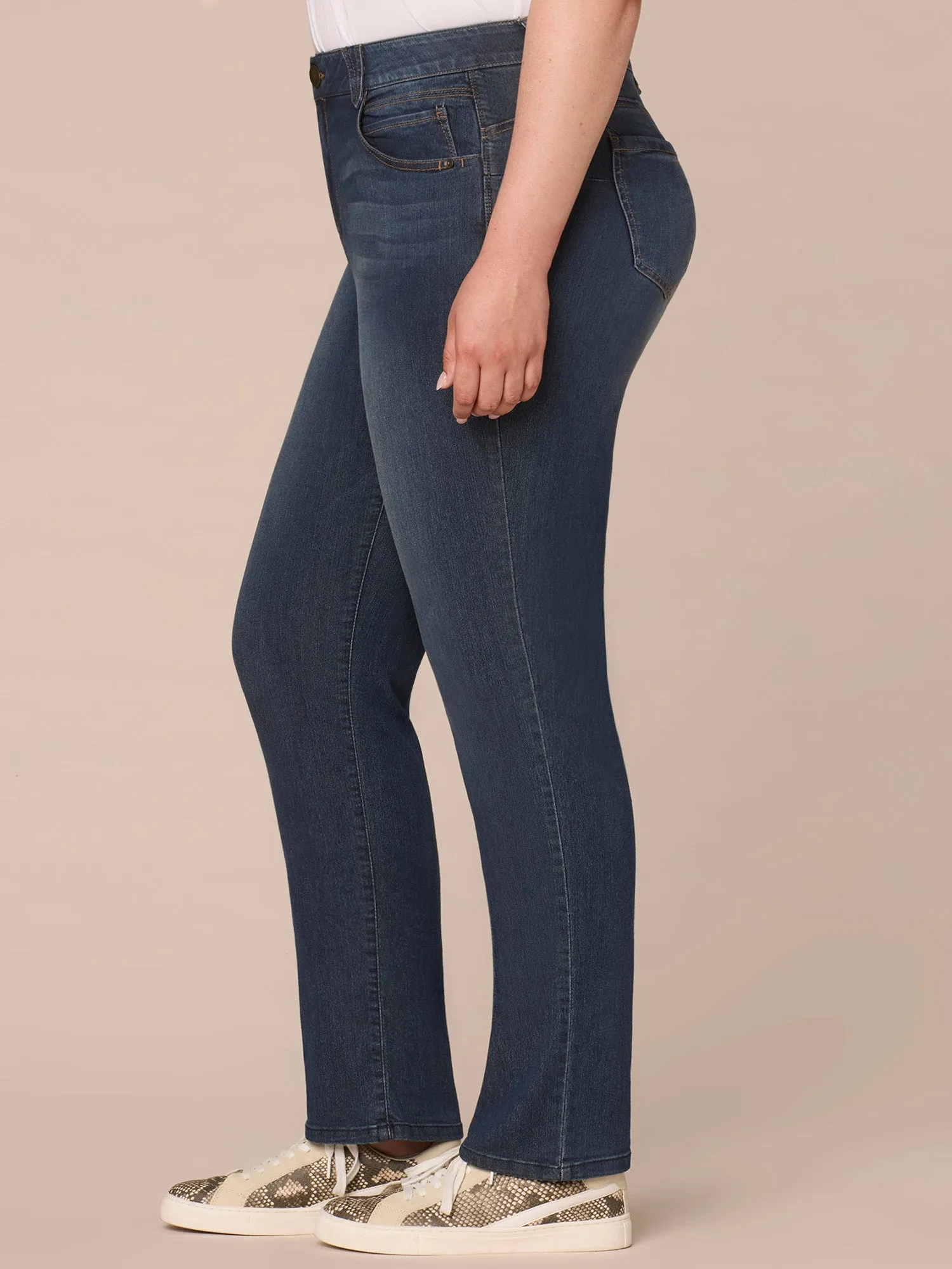 Stretch Denim "Ab"solution® Straight Leg Plus Indigo Jeans