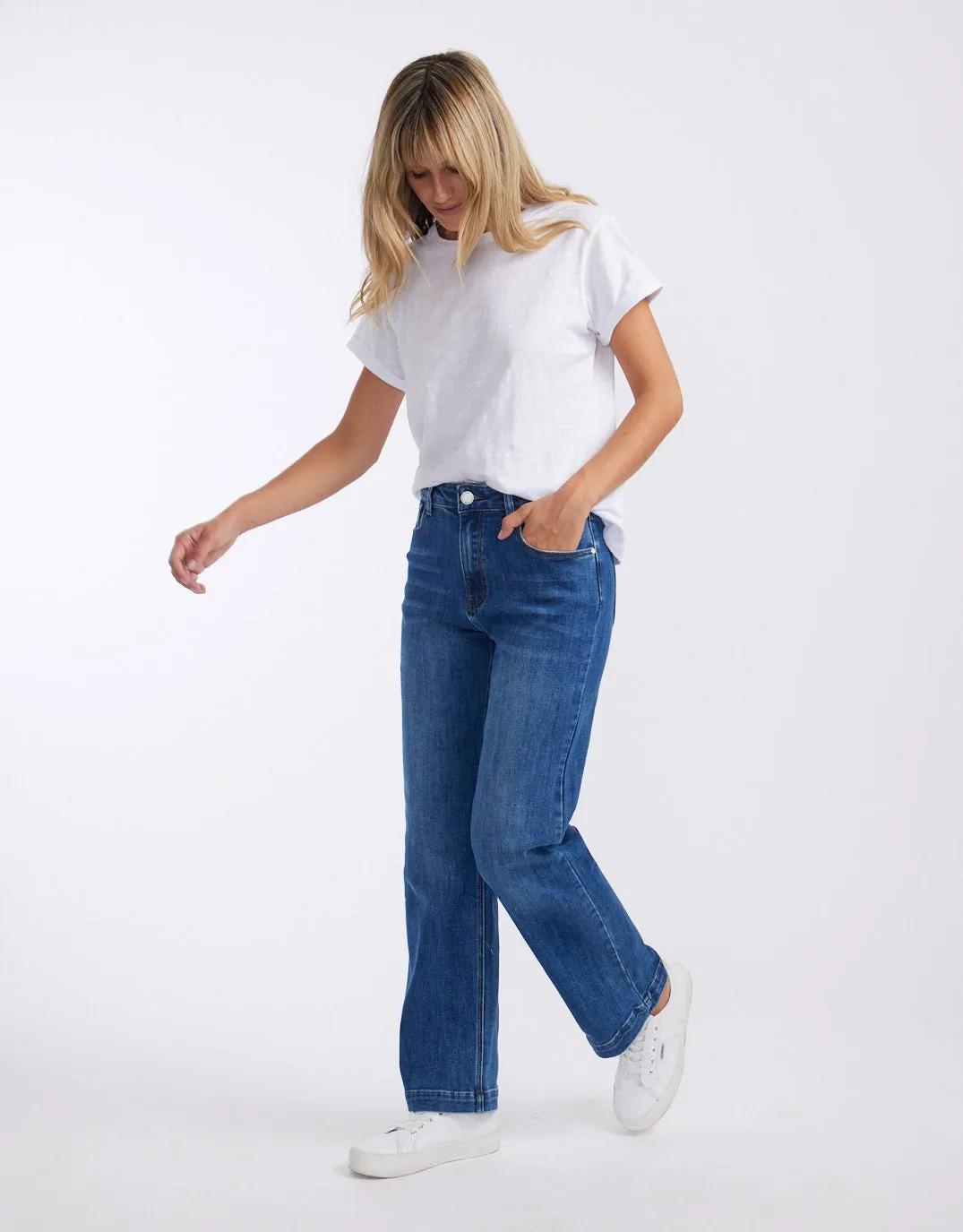 Stretch Straight Leg Jean - Mid Blue Wash