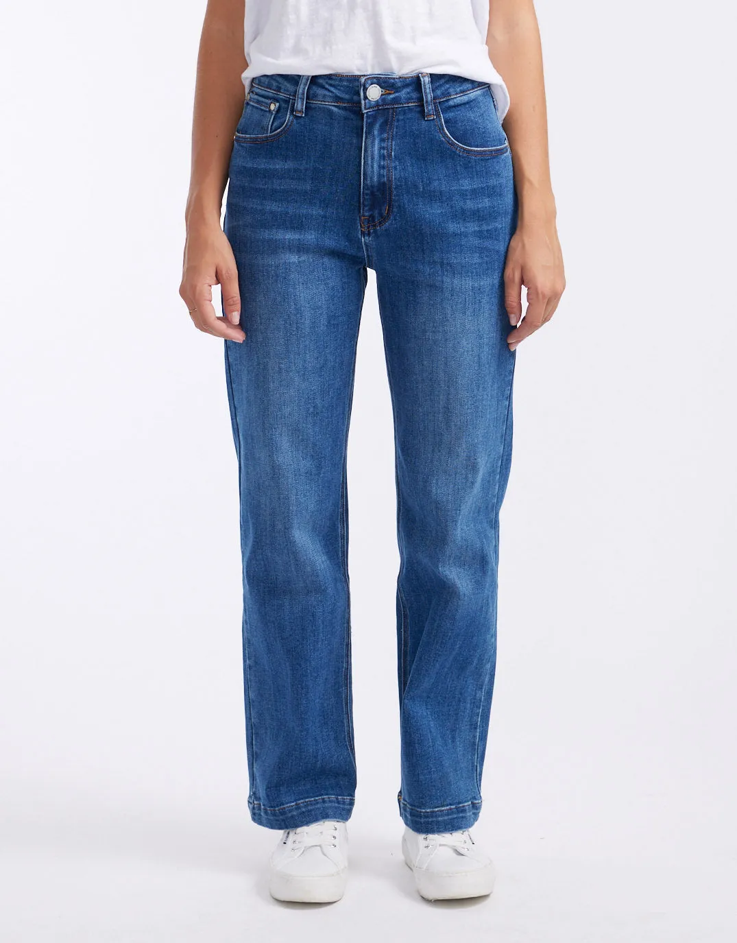 Stretch Straight Leg Jean - Mid Blue Wash