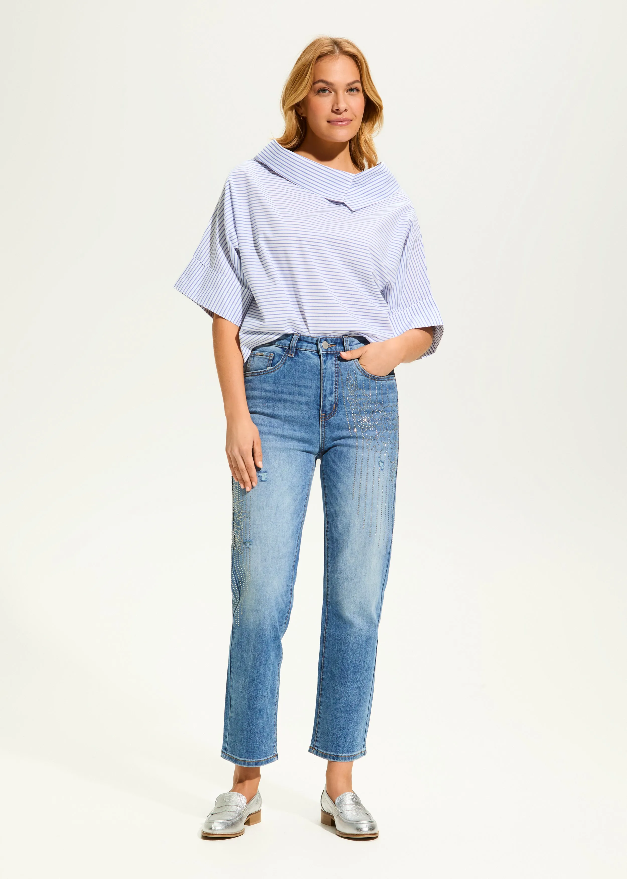 Suzanne Straight Ankle Denim, Medium Wash