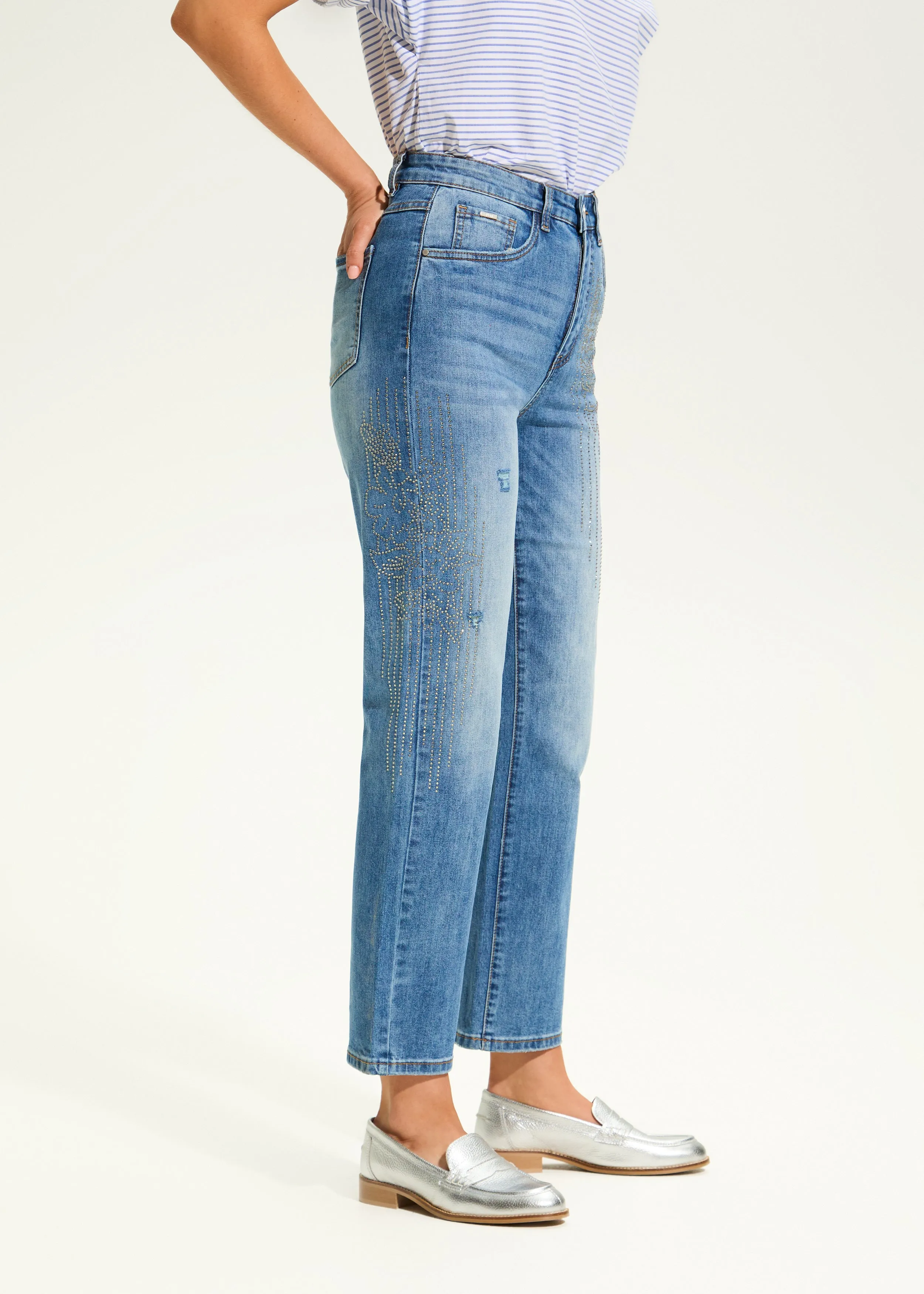 Suzanne Straight Ankle Denim, Medium Wash