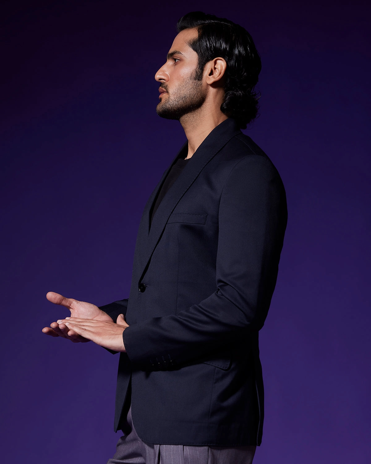The Nocturna Shawl Collar Blazer - Navy