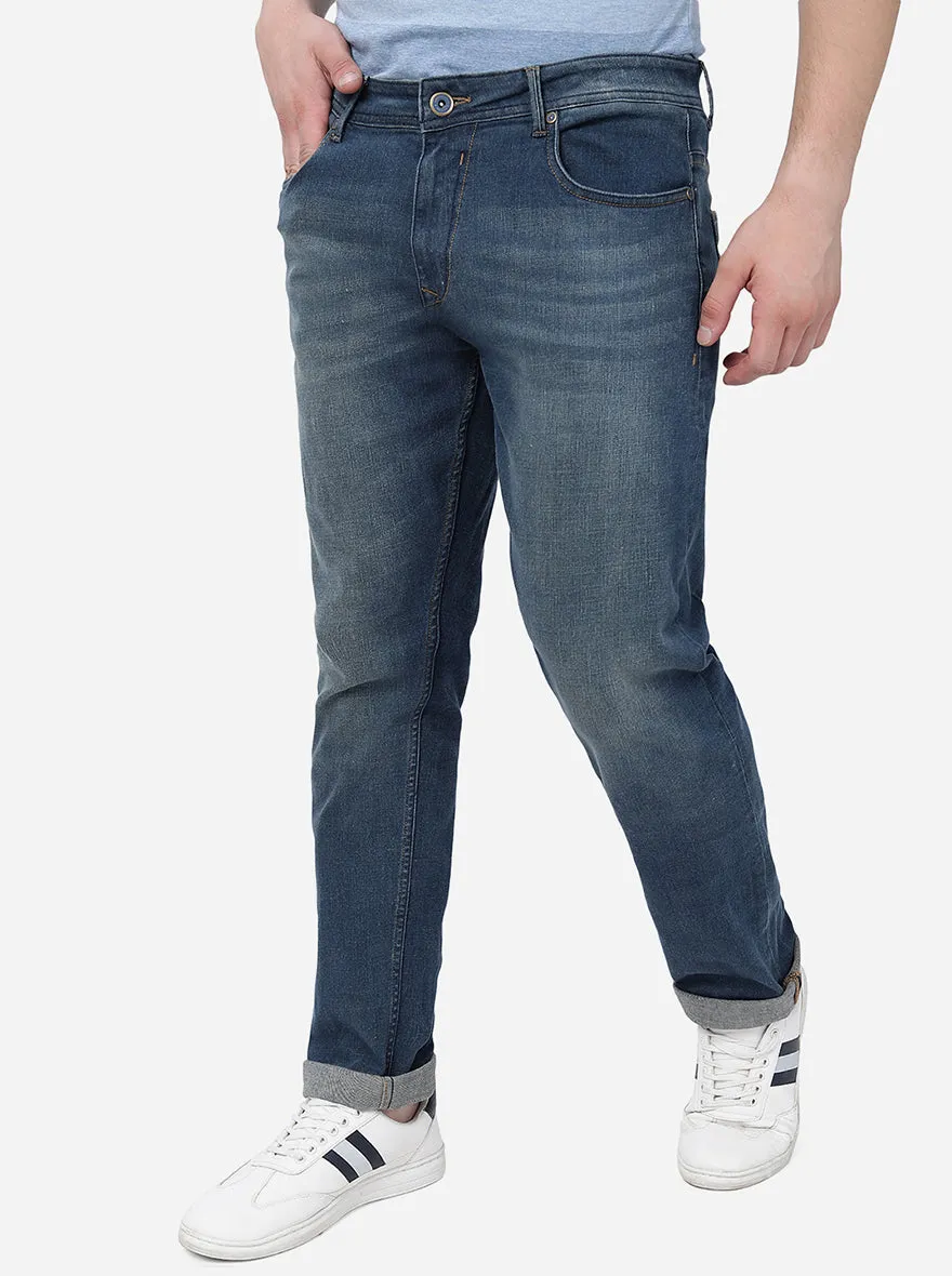 Tinted Blue Washed Straight Fit Jeans | JadeBlue