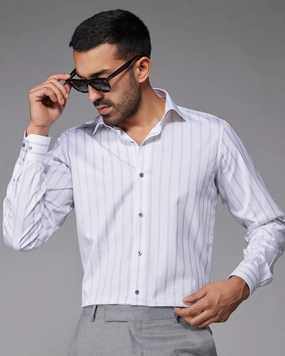 Twill Striped Shirt - Grey & White