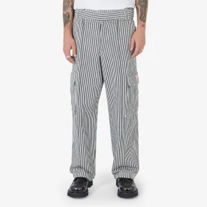 Unisex Striped Straight-Cut Cargo Jeans Rinse Blue Denim