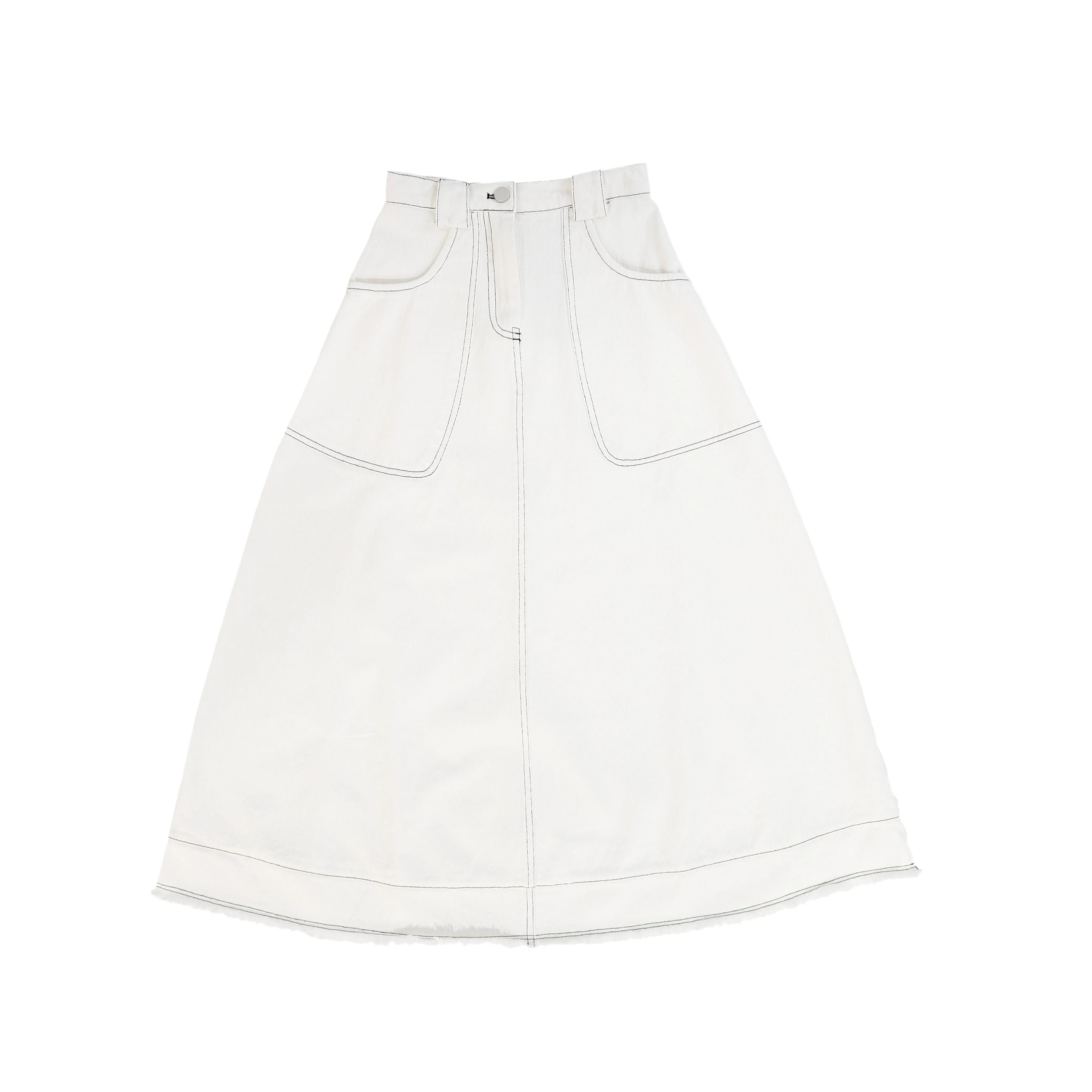 VALENTINA WHITE DENIM SEAM DETAIL MAXI SKIRT