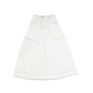 VALENTINA WHITE DENIM SEAM DETAIL MAXI SKIRT