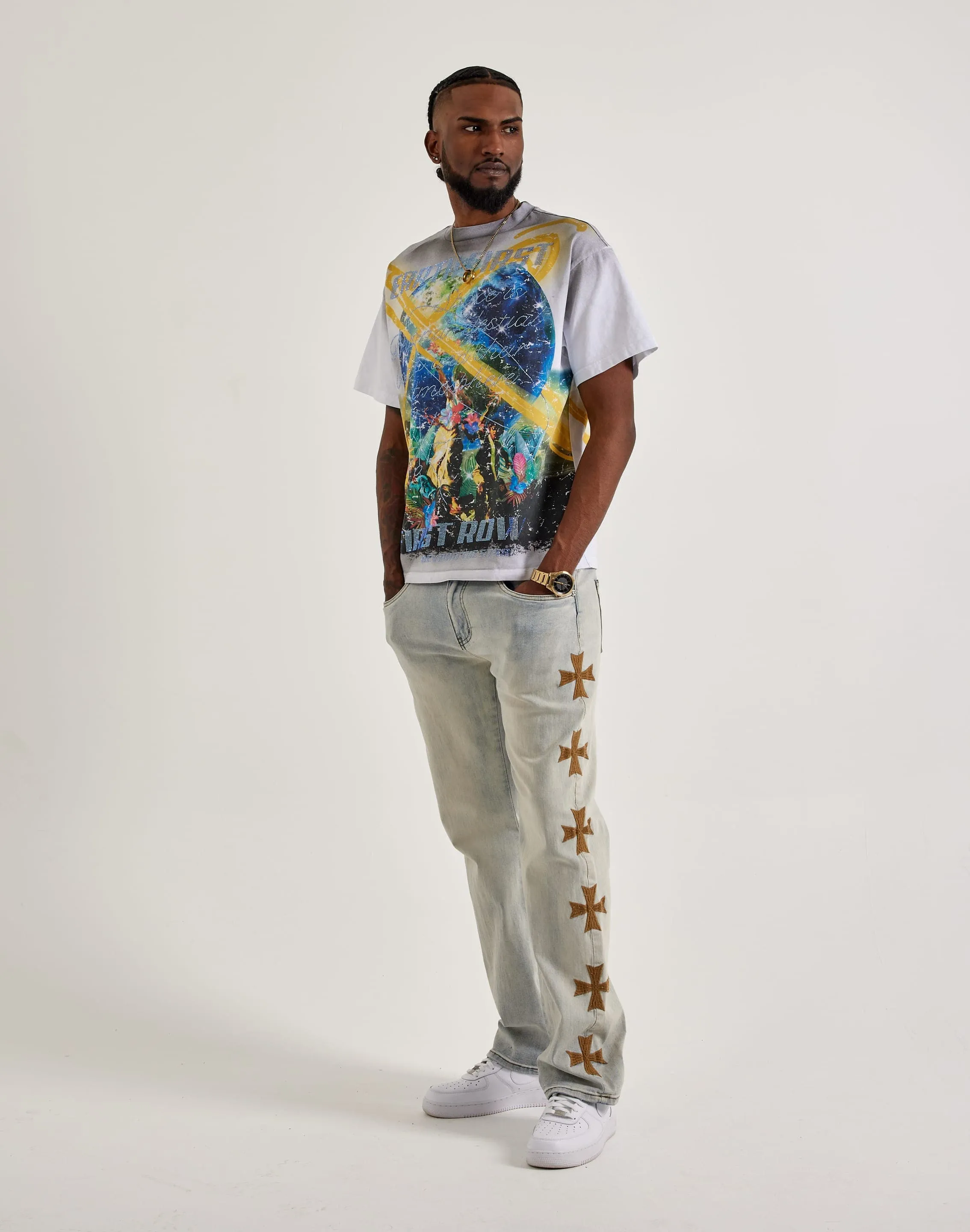 WAIMEA Embroidered Cross Jeans