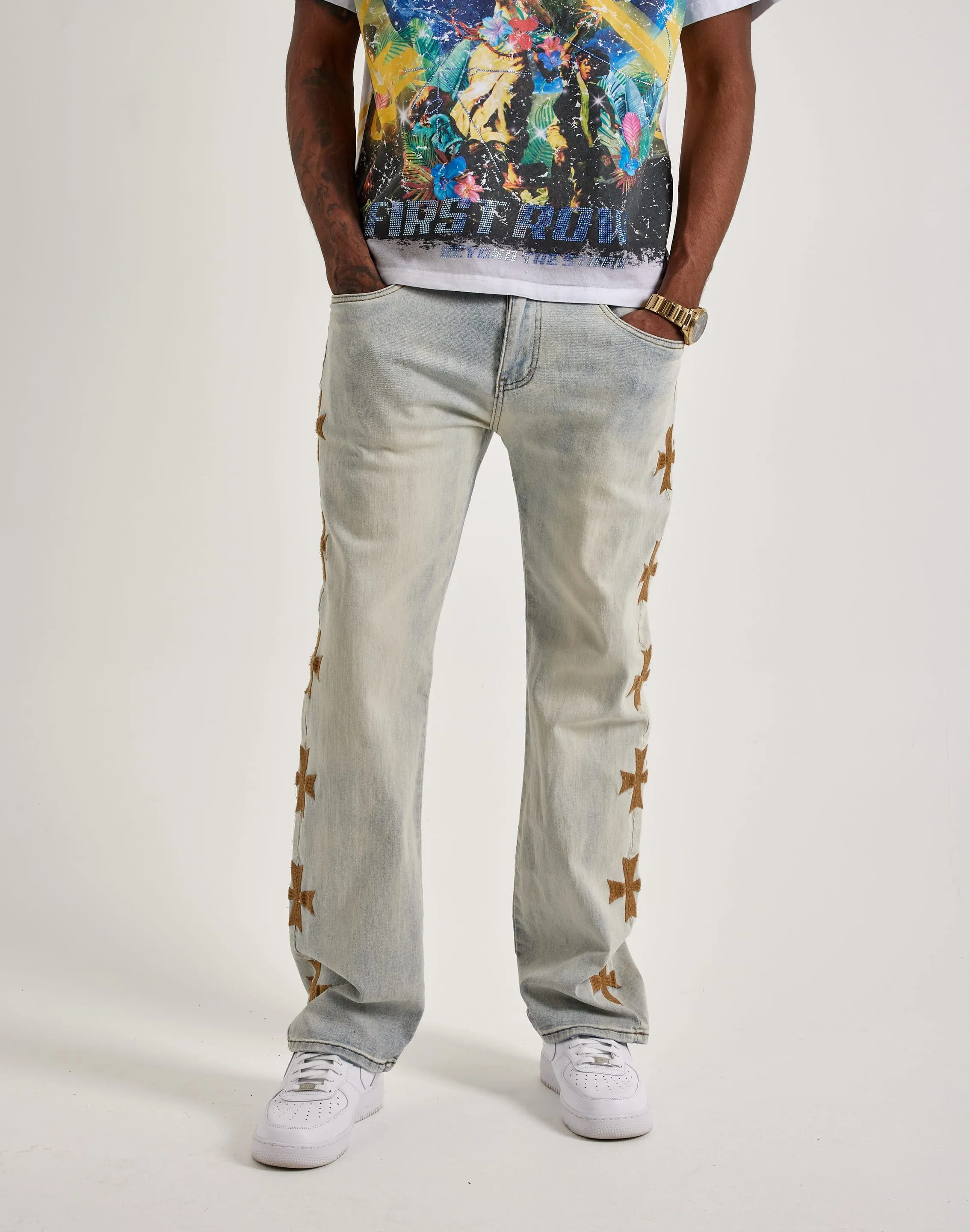 WAIMEA Embroidered Cross Jeans