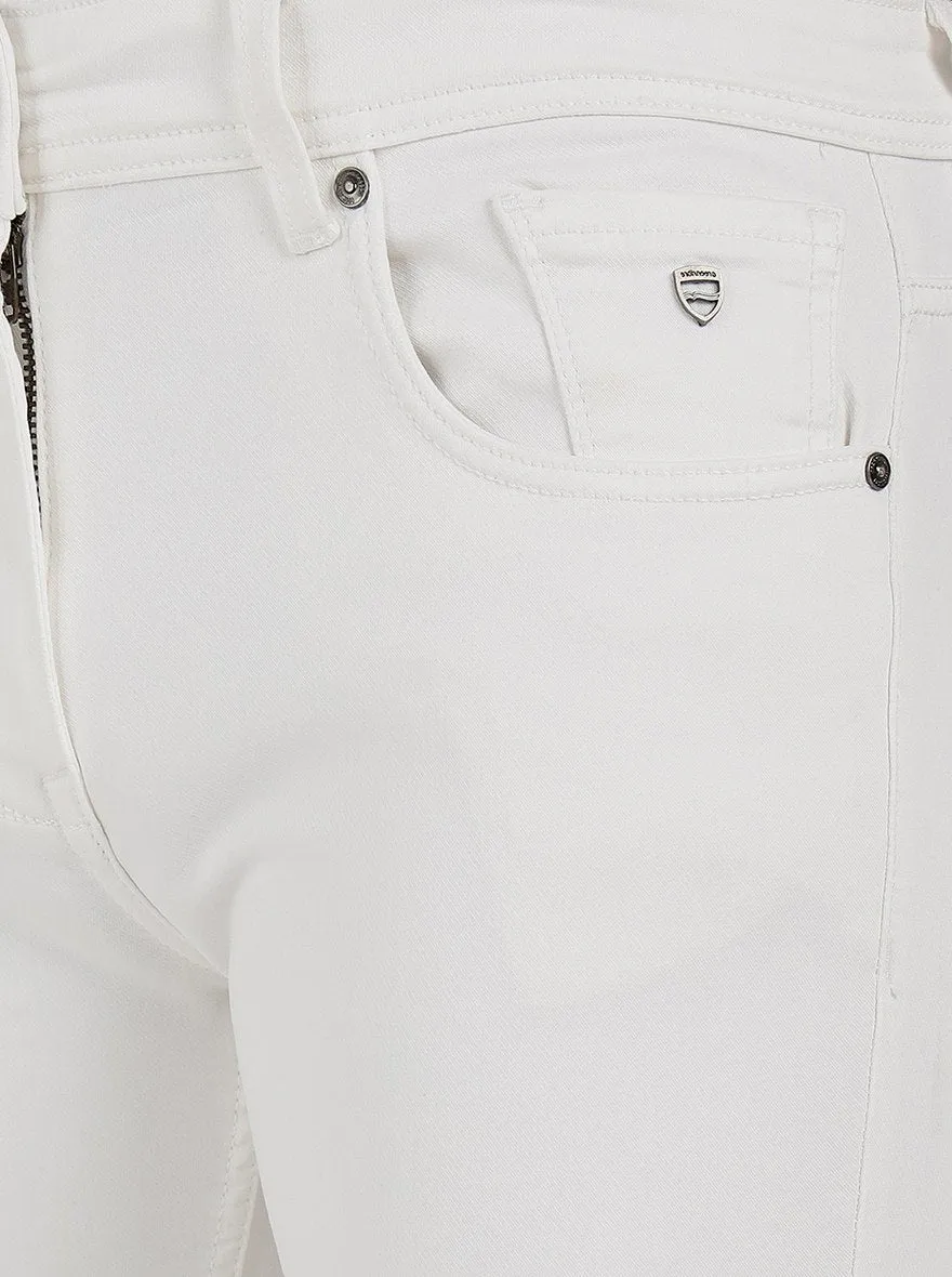 White Solid Narrow Fit Jeans | Greenfibre
