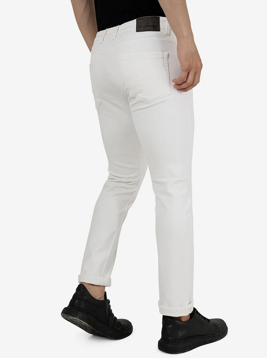 White Solid Narrow Fit Jeans | Greenfibre