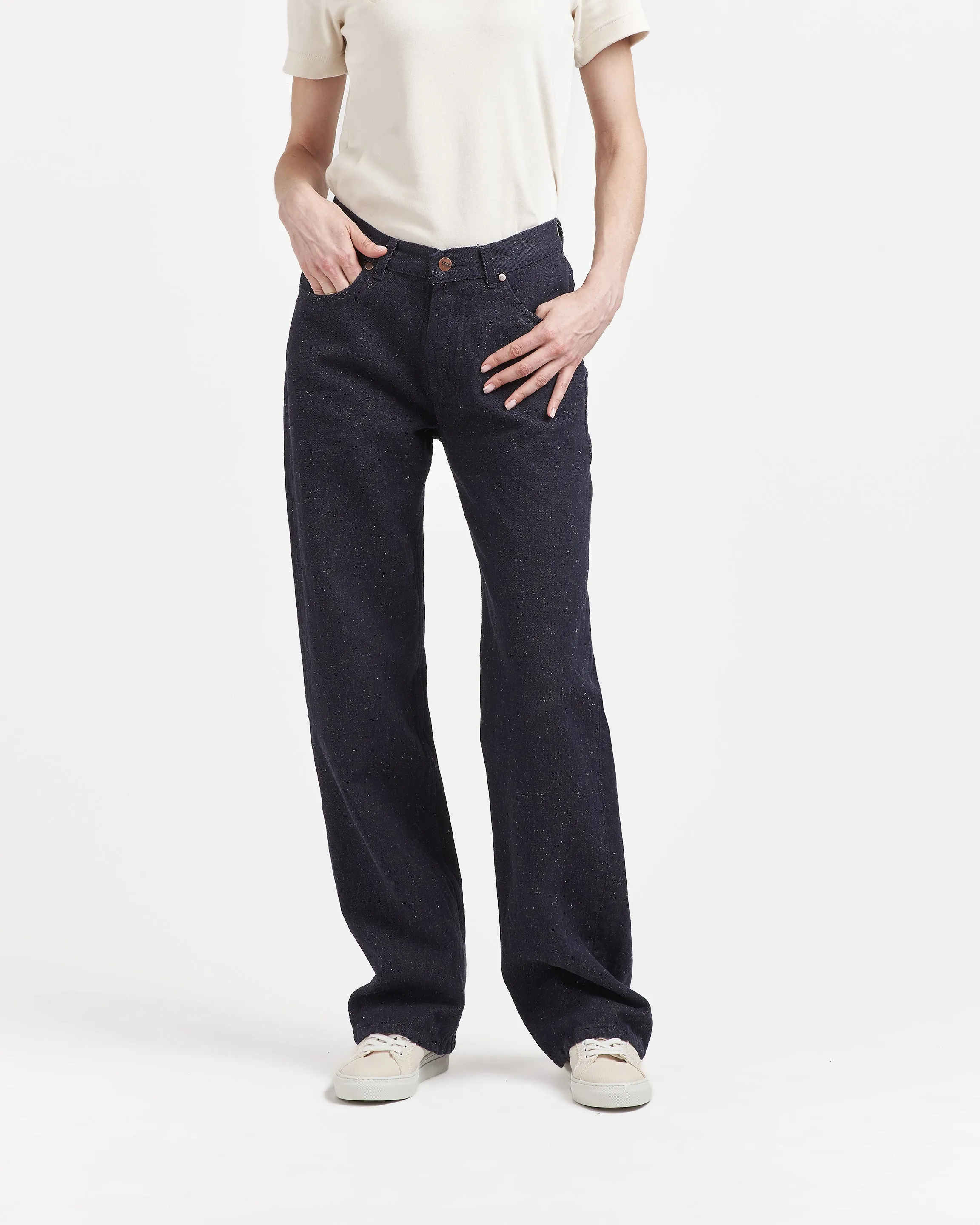 Wide unisex high waisted hemp jeans