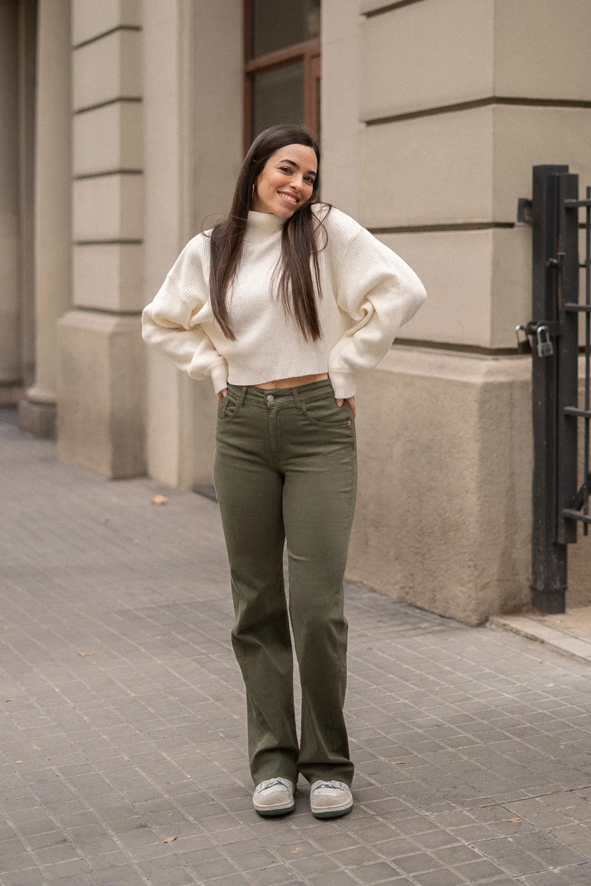 WIDELEG HIGH RISE - KHAKI