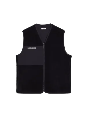 Womens Recycled Wool Fleece Gilet—black