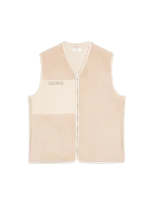 Womens Recycled Wool Fleece Gilet—sand