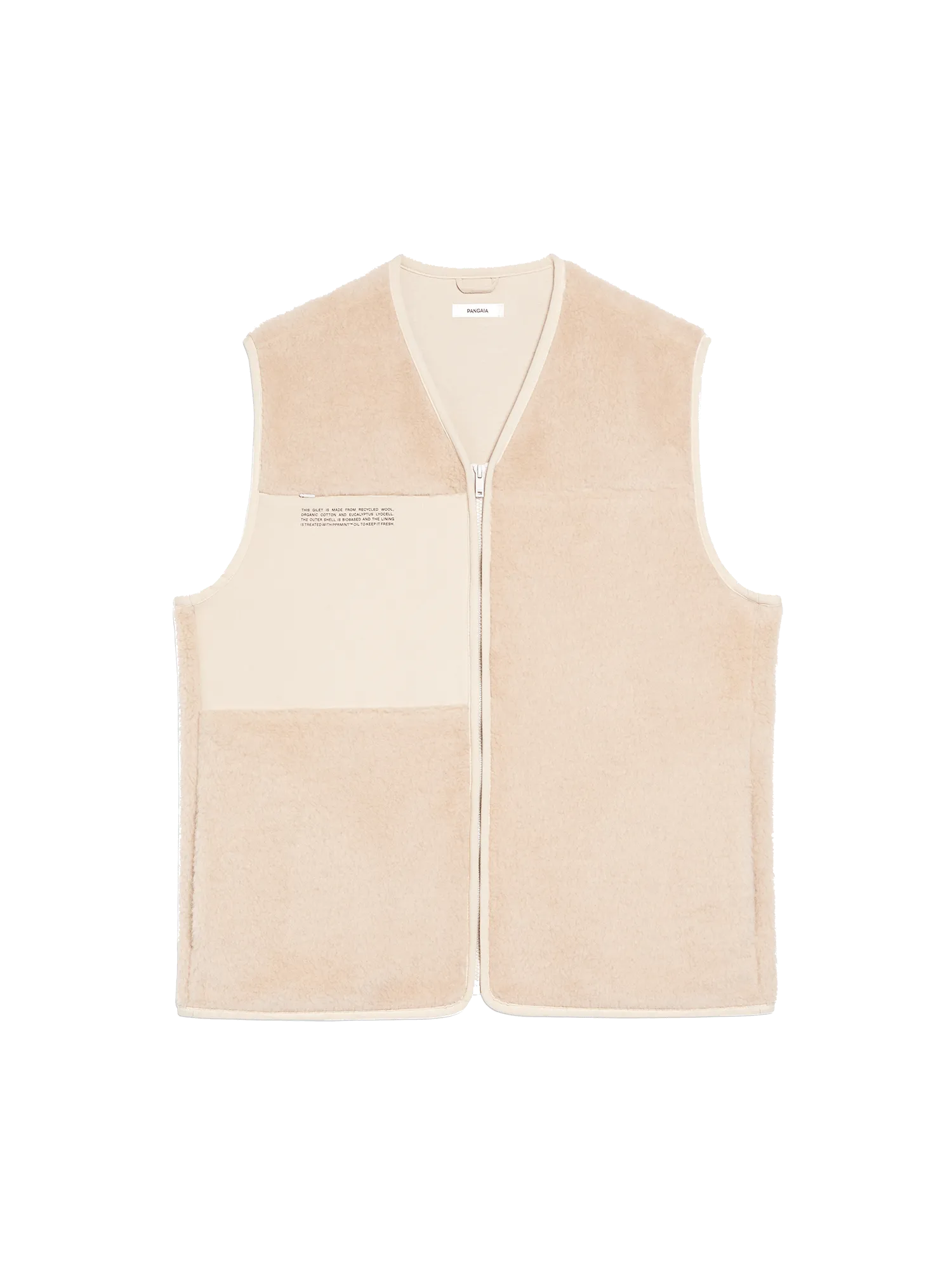 Womens Recycled Wool Fleece Gilet—sand