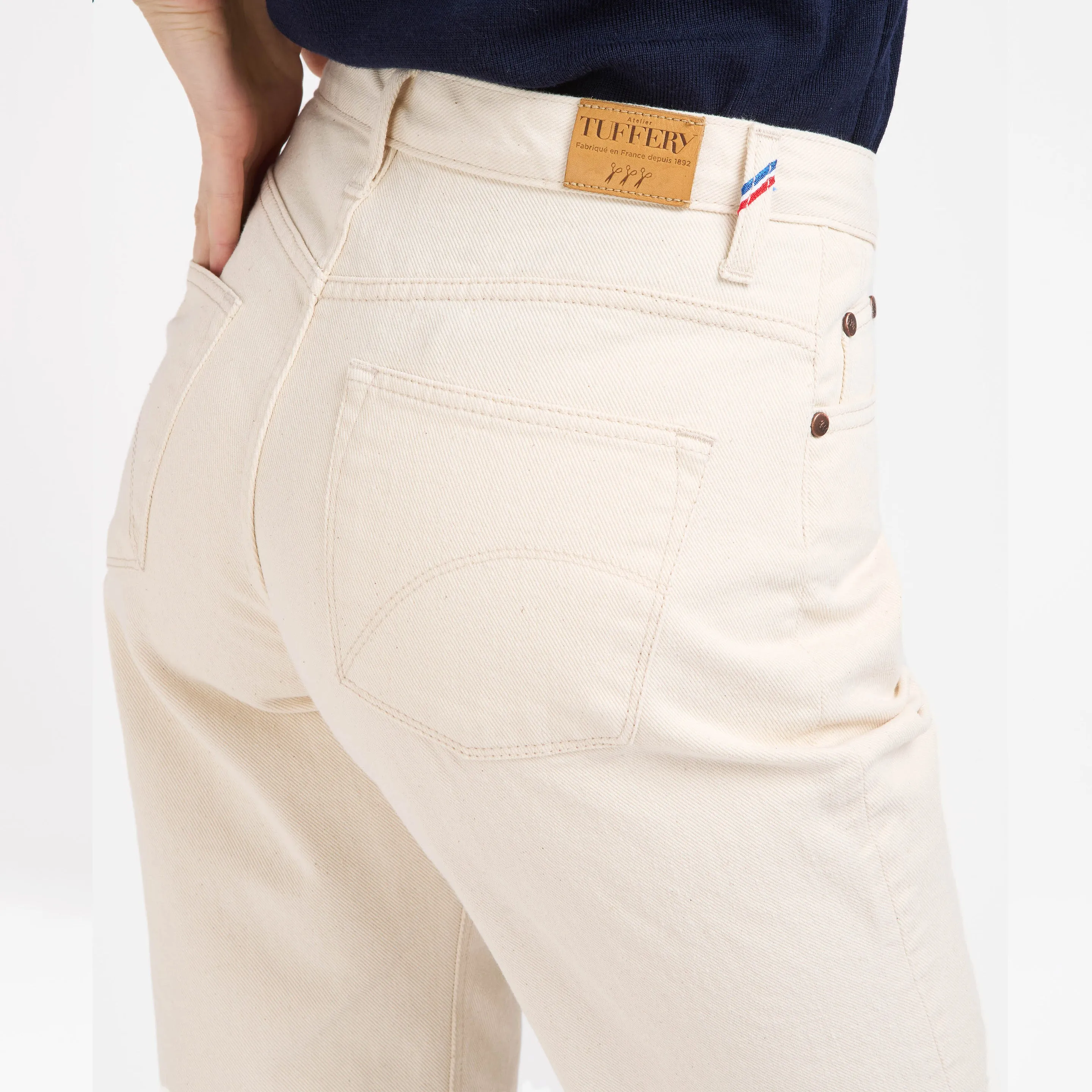 Women's straight high-waisted jeans Ecru - Apolline