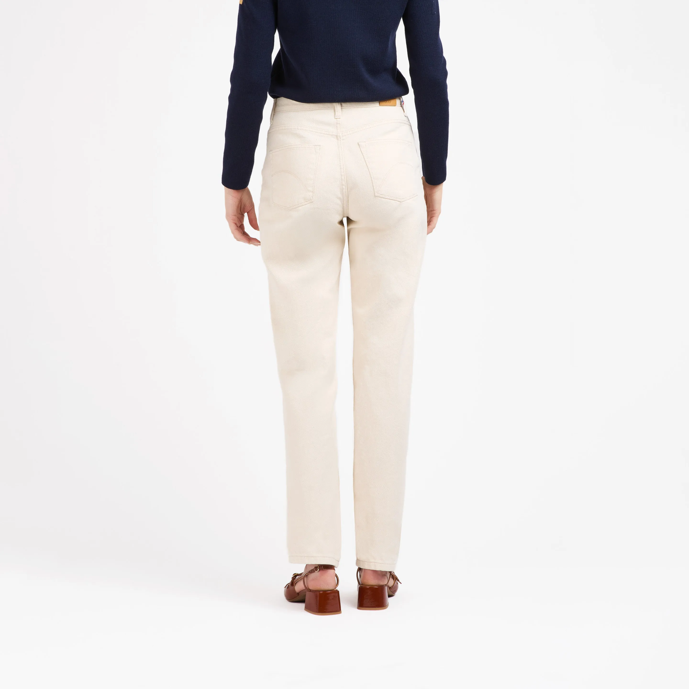 Women's straight high-waisted jeans Ecru - Apolline