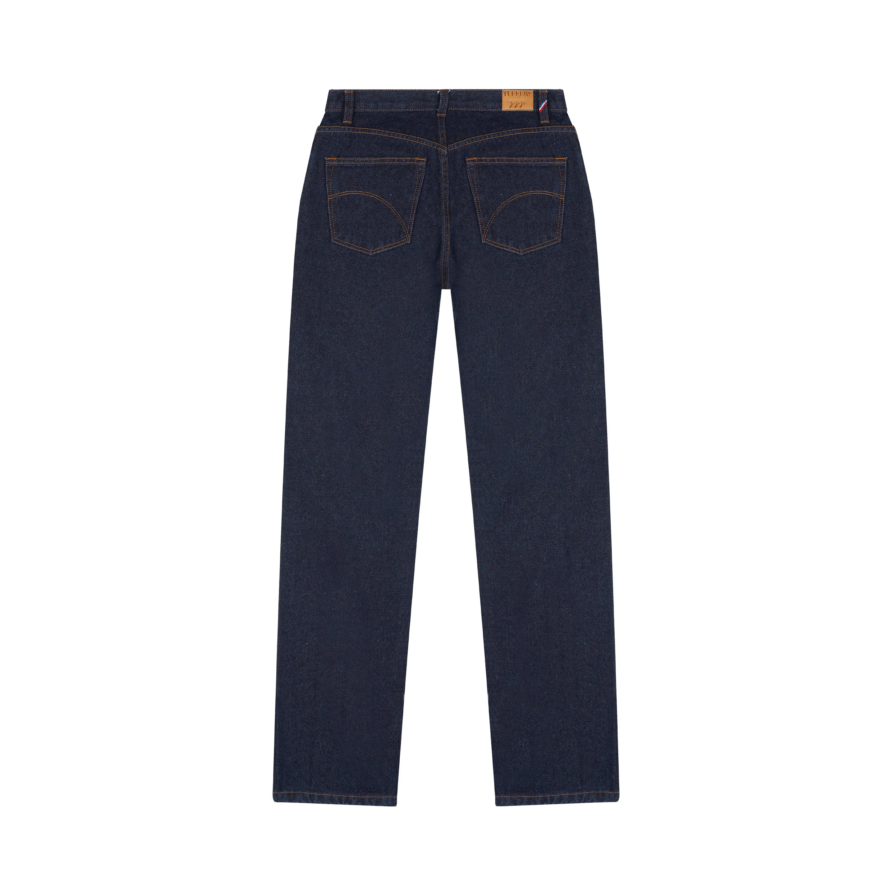 Women's straight high-waisted raw jeans