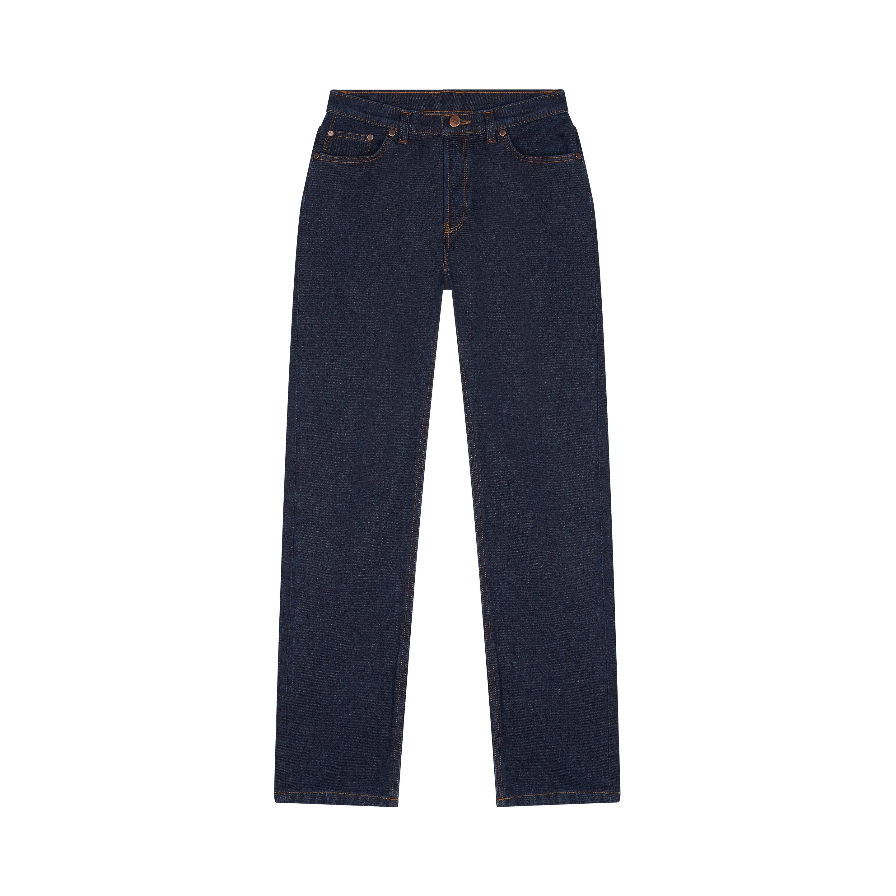 Women's straight high-waisted raw jeans
