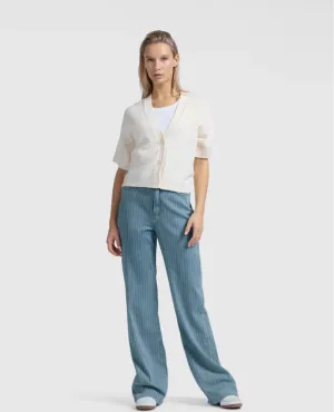 Yaya Blue Stripe Wide Leg Jeans
