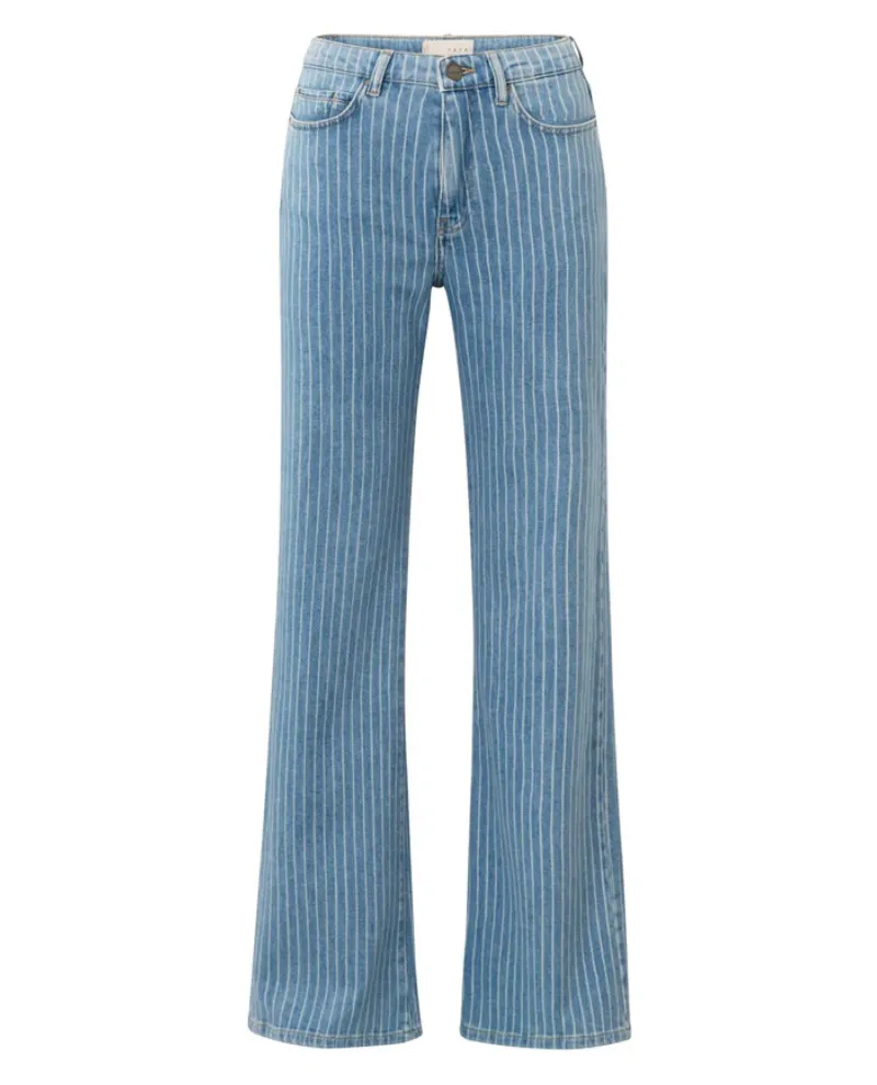 Yaya Blue Stripe Wide Leg Jeans