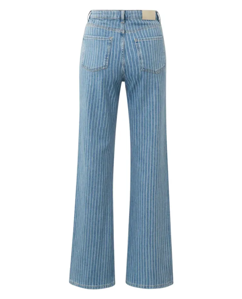 Yaya Blue Stripe Wide Leg Jeans