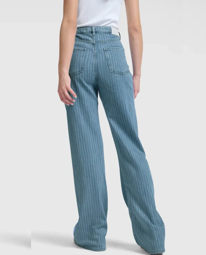 Yaya Blue Stripe Wide Leg Jeans