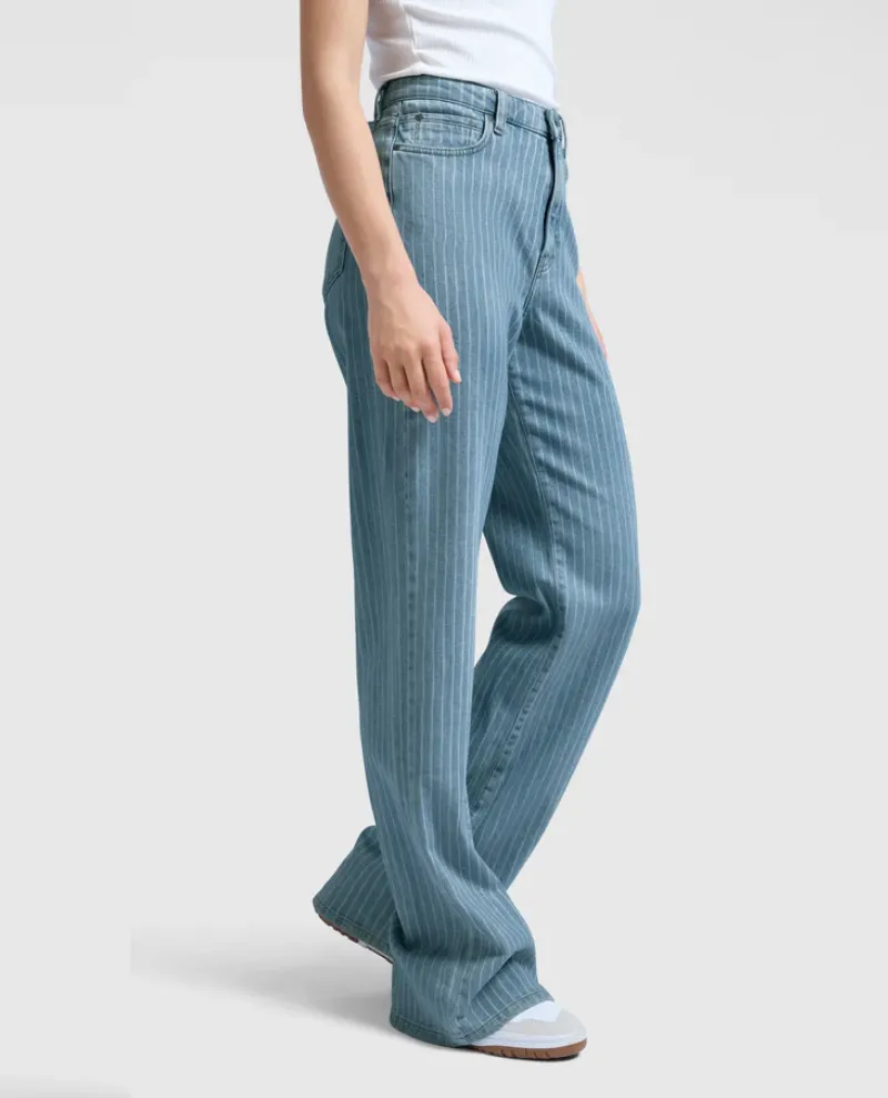 Yaya Blue Stripe Wide Leg Jeans